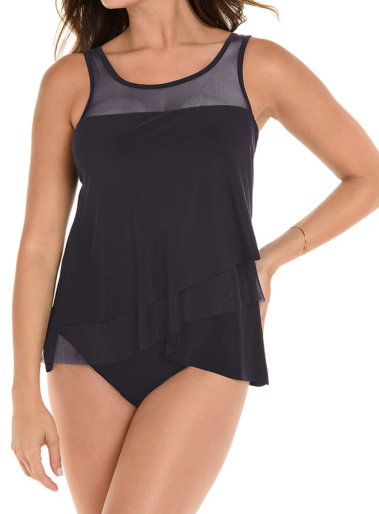 Miraclesuit Women's High Neck Underwire Tankini Top - Supportive Swimwear for Women with Built-in Bra - Perfect for Swimming, Beach Vacations & Water Aerobics