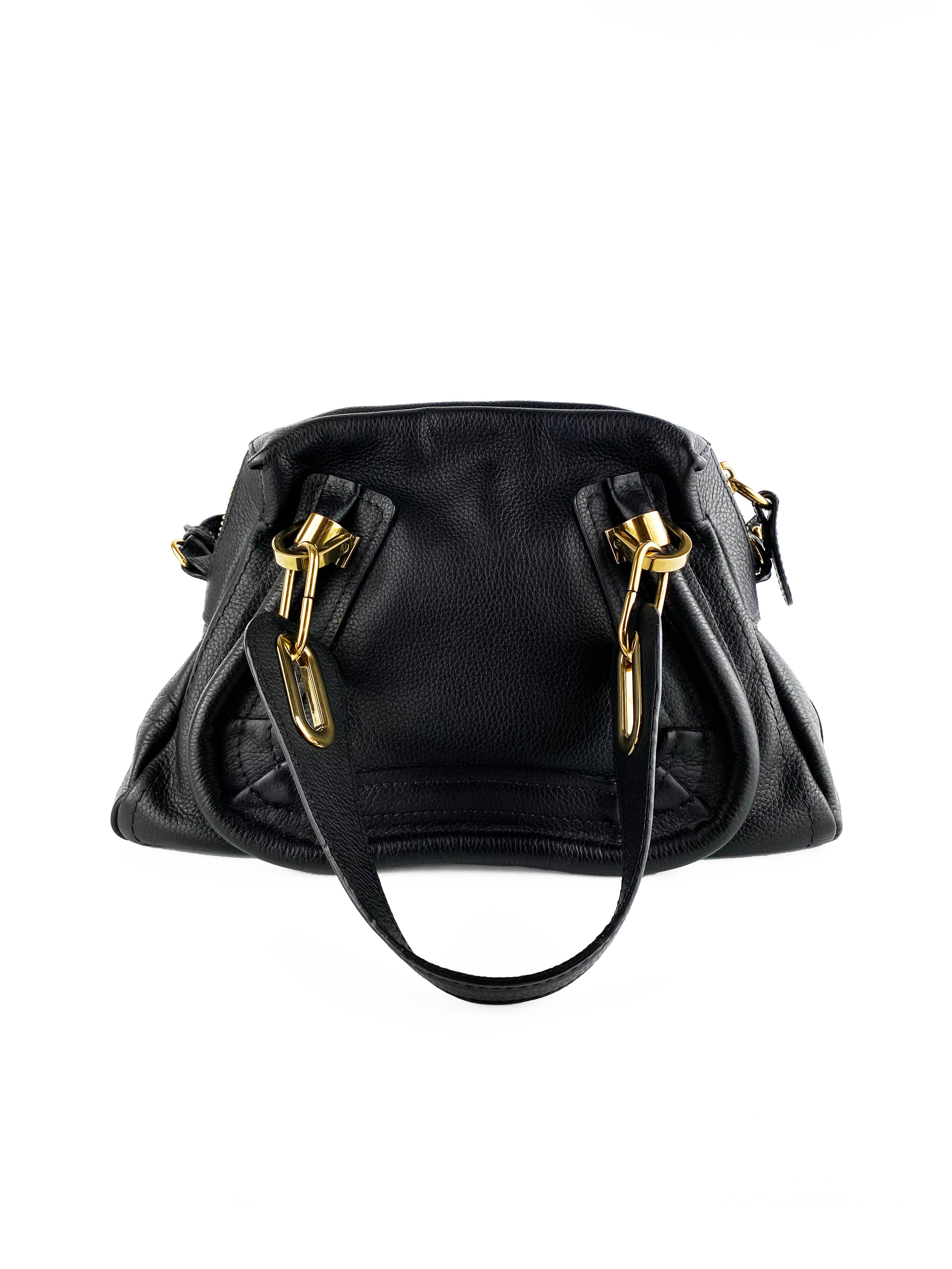 Chloe Small Black Paraty Handbag - Luxury Leather Crossbody Purse for Women, Perfect for Work, Travel & Evening Events