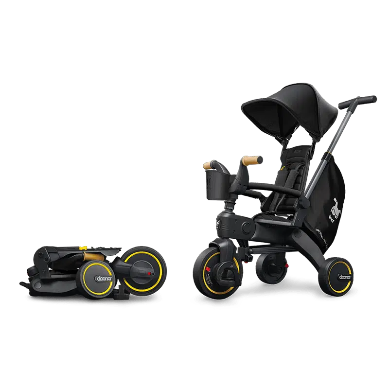 Doona Liki Trike S5 Nitro Black - Lightweight Foldable Baby Stroller & Tricycle for Toddlers - Perfect for Park Rides, Shopping, and Travel Adventures