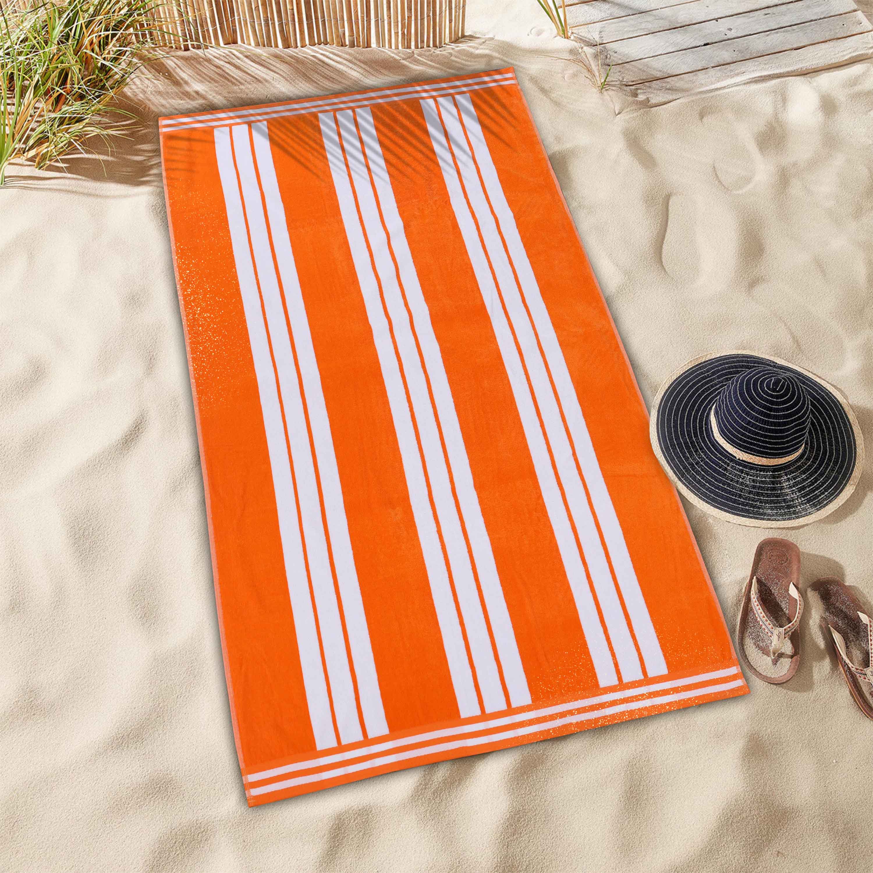 Premium Cabana Stripe Oversized Cotton Beach Towel Set (2/4/6 Pack) - Soft Quick-Dry Bath Towels for Pool, Beach, Yoga & Travel