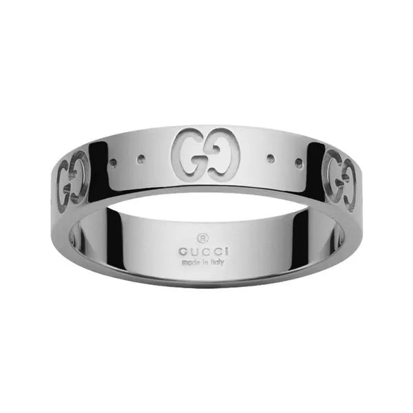 Gucci Icon 18K White Gold Band Ring YBC073230002015 - Luxury Jewelry for Women, Perfect for Weddings, Anniversaries & Special Occasions