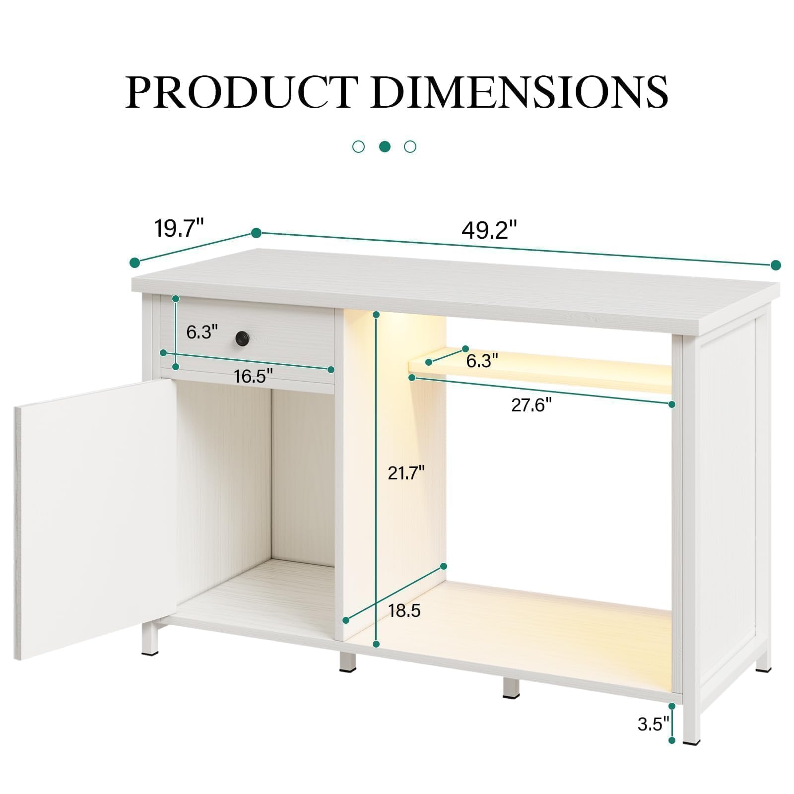 55-75 Gallon Aquarium Stand with Power Outlets & LED Light - Heavy Duty Metal Fish Tank Stand with Storage Drawer & Barn Door - White Turtle & Reptile Terrarium Cabinet - Perfect for Home, Office or Pet Store Display