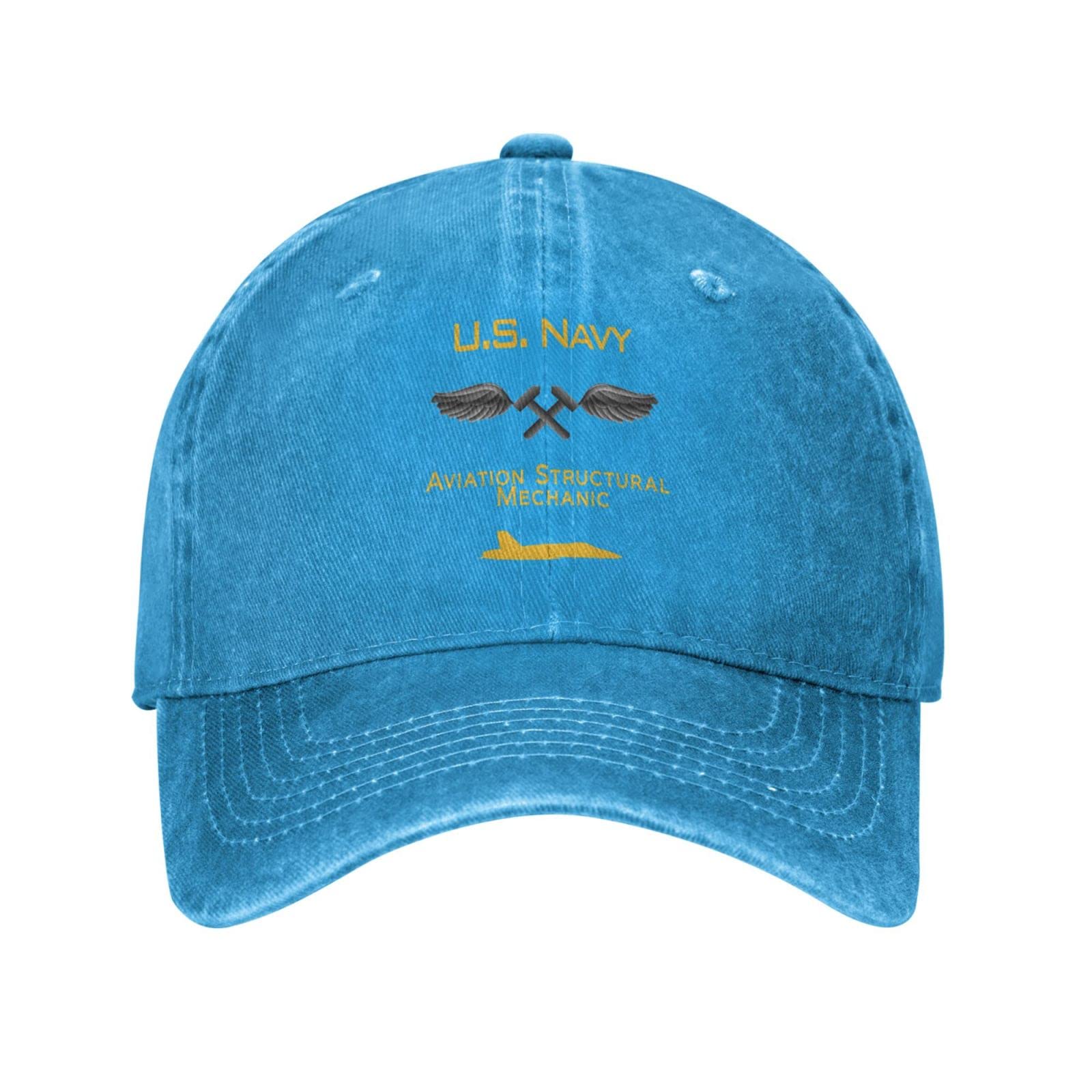 US Navy Aviation Structural Mechanic AM Rating Unisex Denim Baseball Cap - Military Style Adjustable Sandwich Hat for Work, Outdoor & Casual Wear