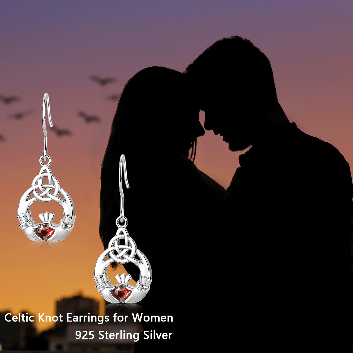 Celtic Knot Earrings for Women - Sterling Silver Claddagh Dangle Earrings | Irish Good Luck Jewelry Gift for Her | Perfect for St. Patrick's Day, Irish Weddings & Celtic-Themed Events