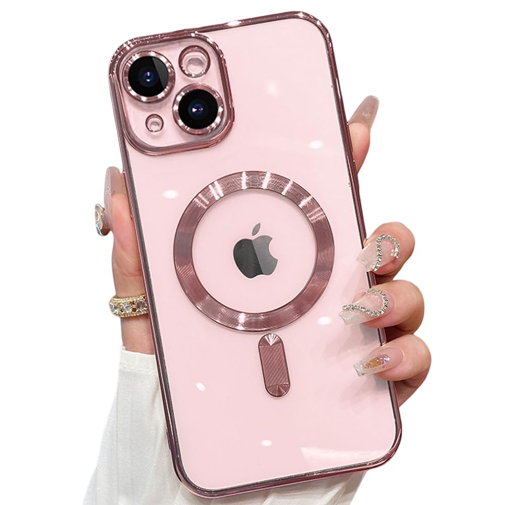 Magnetic Clear iPhone 15 Plus Case with MagSafe Compatibility | Built-in Camera Lens Protector | Slim Shockproof Phone Cover for iPhone 15 Plus 6.7