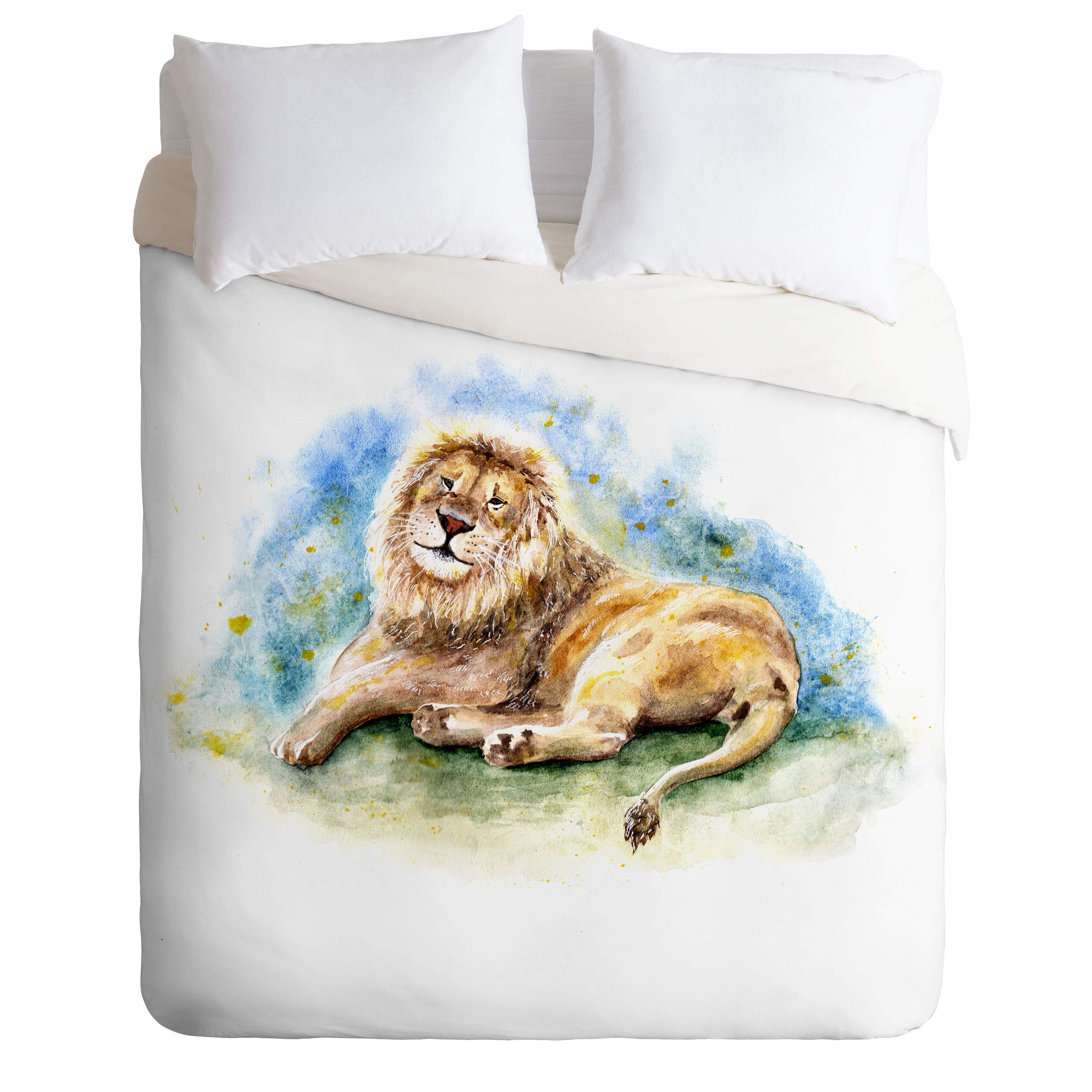 Anna Shell Lazy Lion Comforter Set with Pillowcase - Twin Size Orange Bedding for Kids & Teens | Cozy Lion Print Duvet Cover for Boys & Girls Bedroom Decor