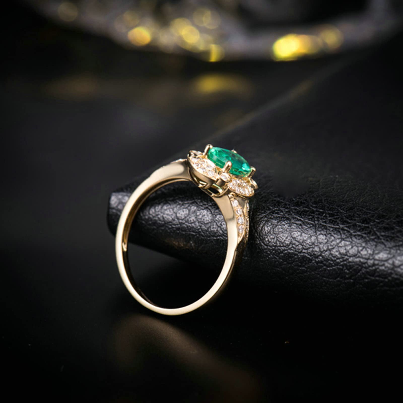 18K Yellow Gold Engagement Rings for Women - Vintage Emerald Wedding Bands with Moissanite/Zirconia - 925 Sterling Silver Rings | Perfect for Proposals, Anniversaries & Special Occasions