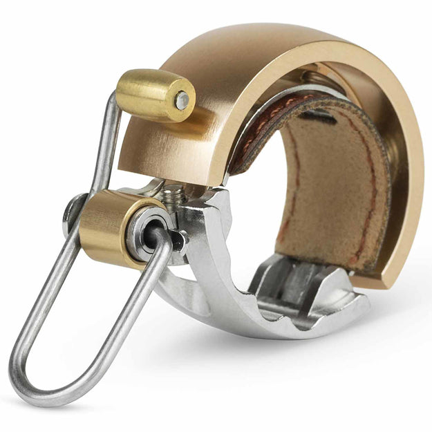 KNOG OI LUXE Premium Brass Bike Bell - Large Size - Loud & Clear Bicycle Ring for Safety - Perfect for Urban Commuting, Mountain Biking & Road Cycling