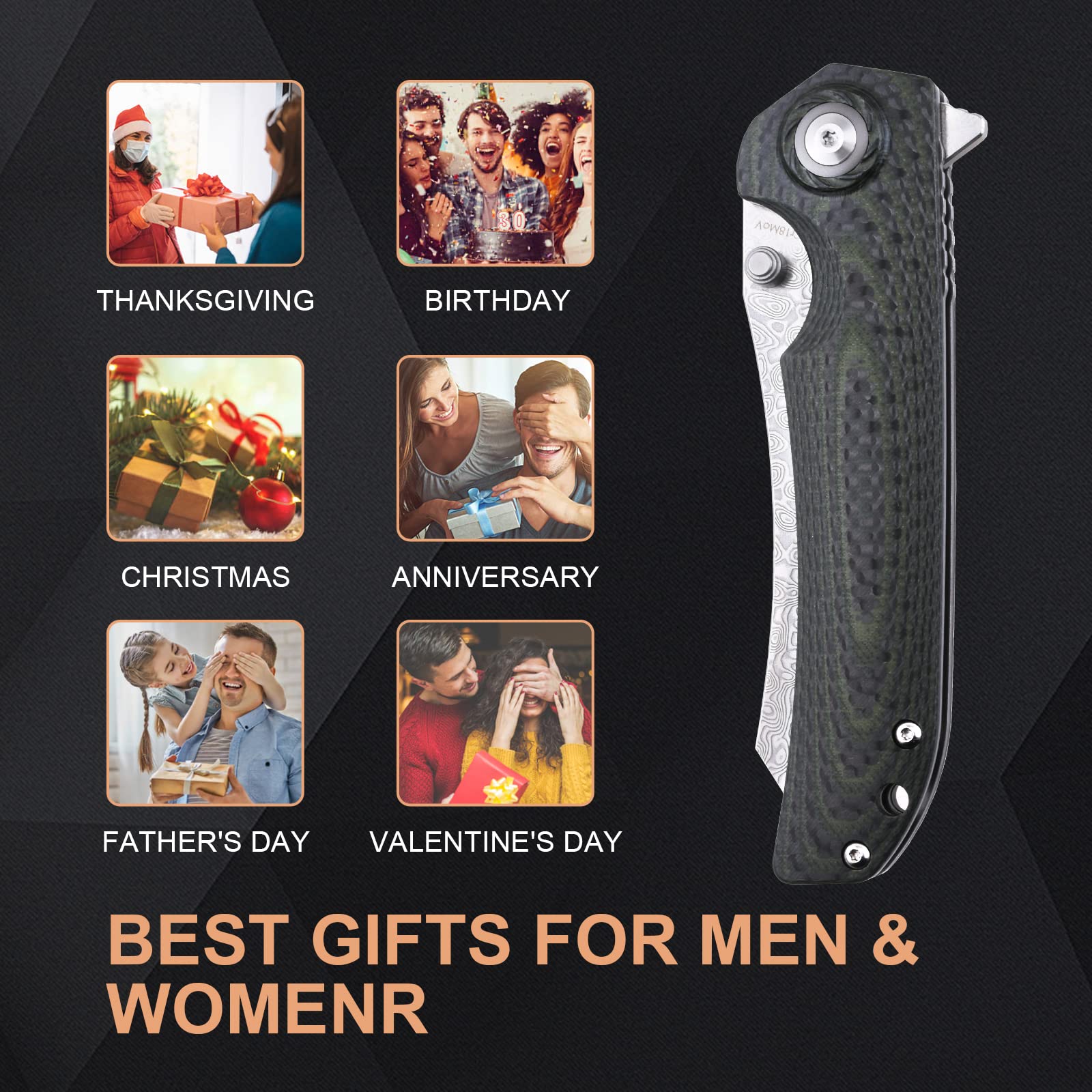 Premium Tortank Folding Knife - VG10 Core 67-Layer Damascus Steel Blade, 3.6