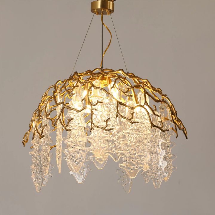Modern Aqua Dome Chandelier - Elegant Glass Ceiling Light Fixture for Dining Room, Living Room & Bedroom Decor
