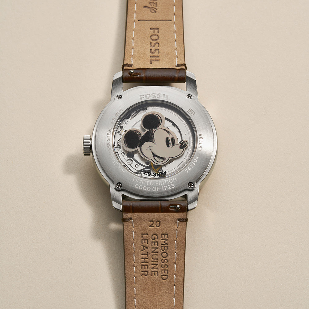 Fossil LE1185 Sketchbook Mickey Heritage Automatic Watch - 100th Disney Anniversary Limited Edition - Perfect for Disney Fans, Collectors & Special Occasions