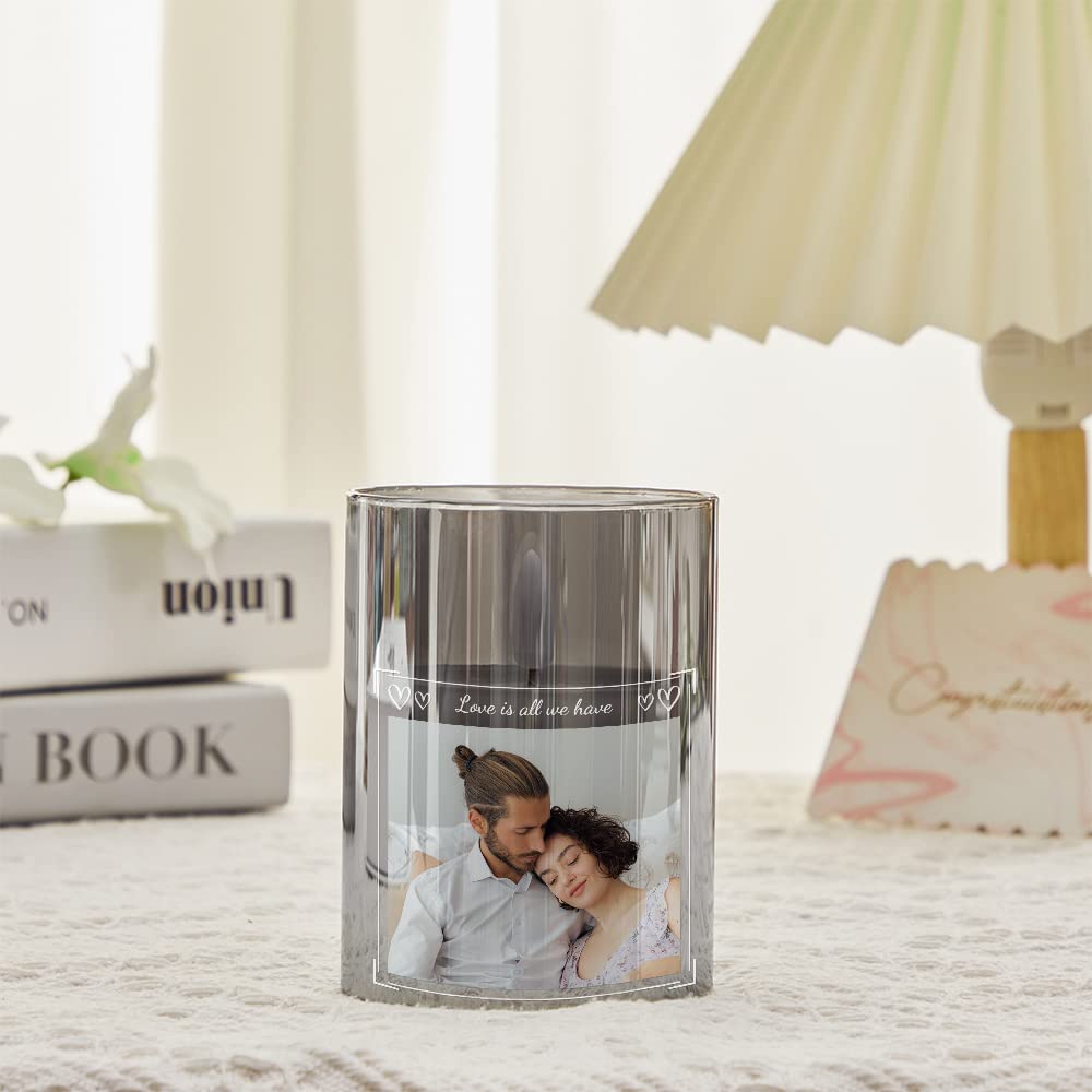 Personalized Flameless LED Candles with Remote - Custom Photo Battery Operated Fake Candles for Wedding Decor, Home Ambiance & Romantic Gifts - Perfect for Anniversaries, Valentine's Day & Special Occasions