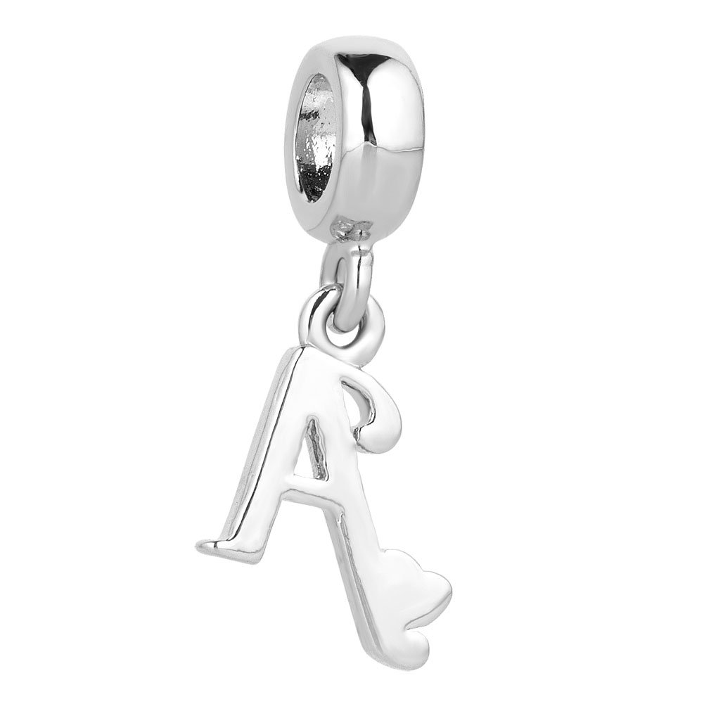 A-Z Alphabet Letter Charm Beads for Bracelets - DIY Jewelry Making Supplies for Necklaces, Keychains & Craft Projects (Letter A)
