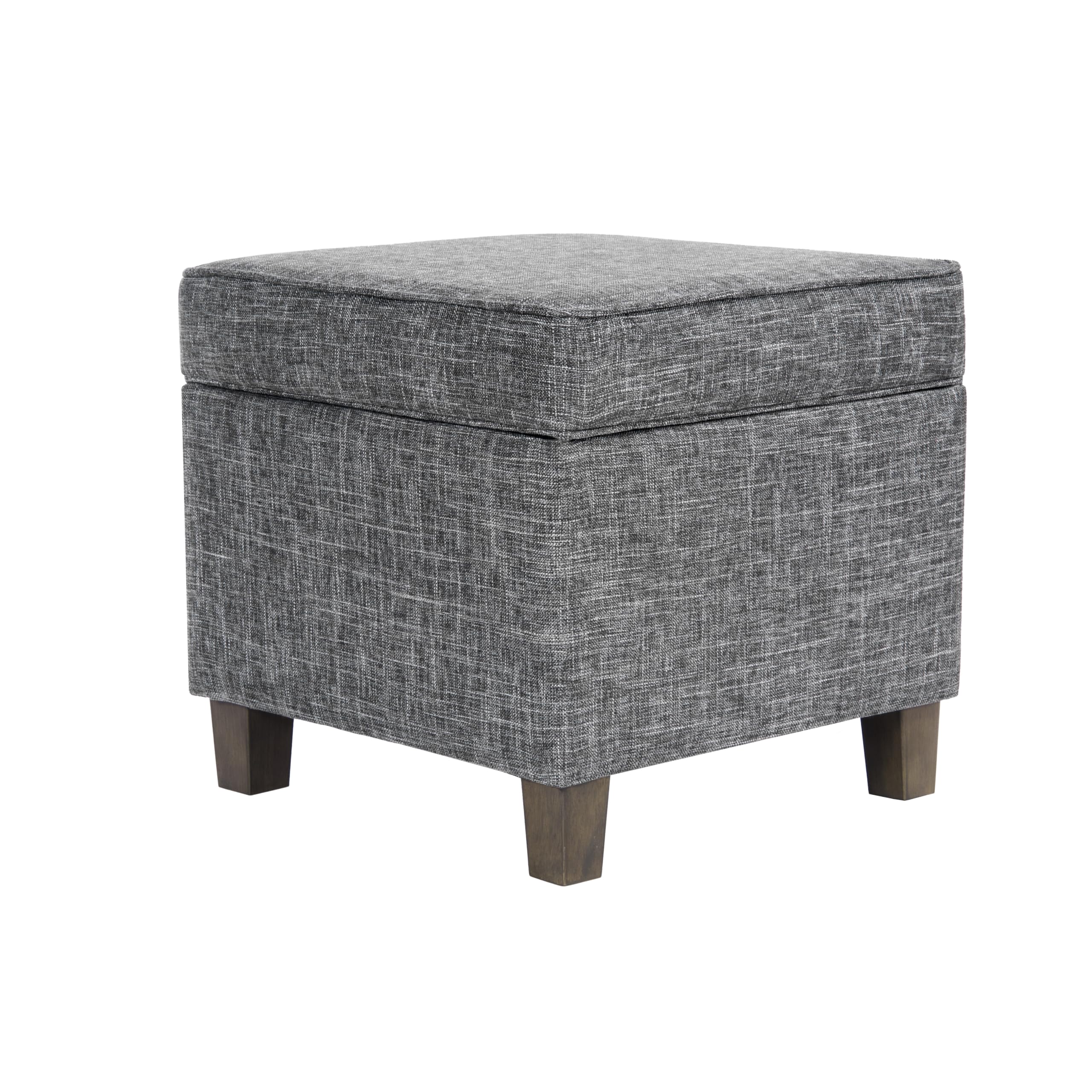 Classic Square Storage Ottoman with Lift Off Lid - Large Slate Grey Ottoman for Living Room & Bedroom | HomePop Home Decor K7342-F2182 | Perfect for Extra Seating, Blanket Storage & Home Organization