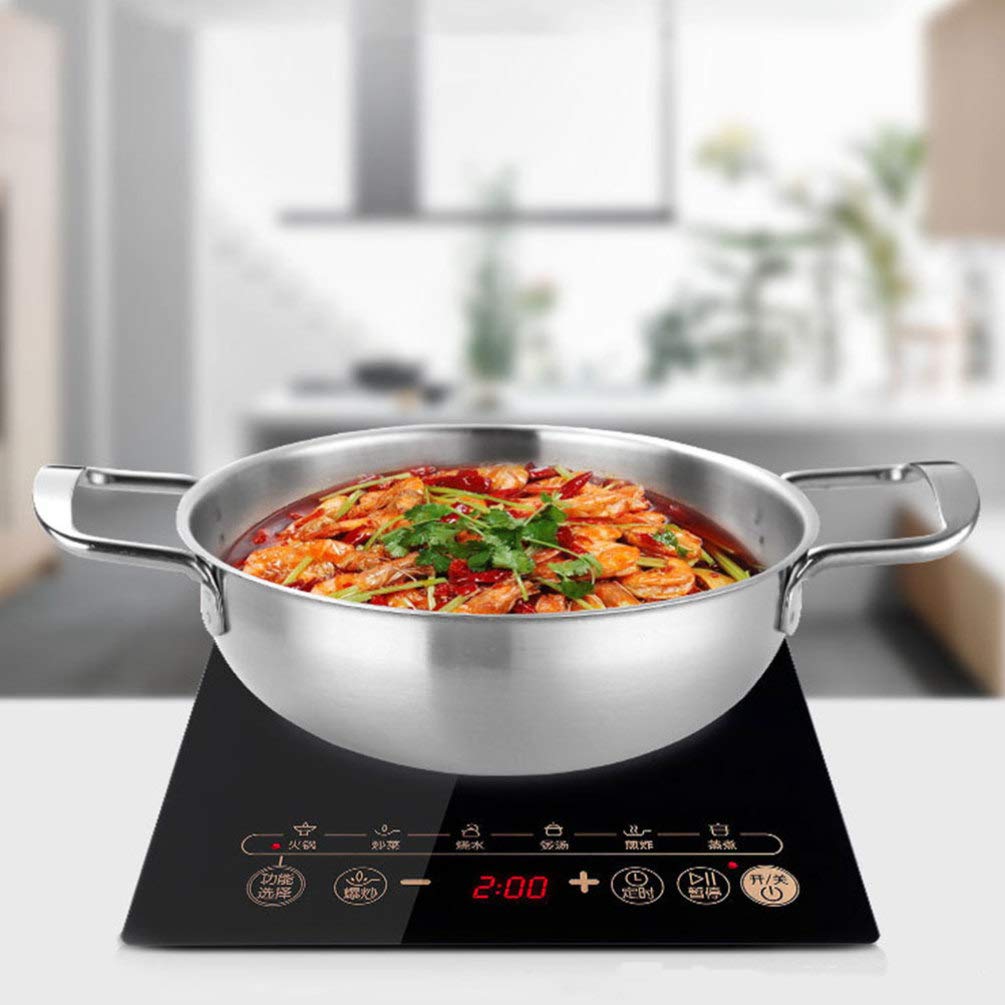Hemoton 1pc Stainless Steel Soup Pot with Lid - Nonstick Kitchen Stockpot for Cooking, Frying & Boiling - Perfect for Noodles, Seafood, Hot Pot, Sauces & Eggs - Ideal for Home Kitchen, Restaurant & Camping Use