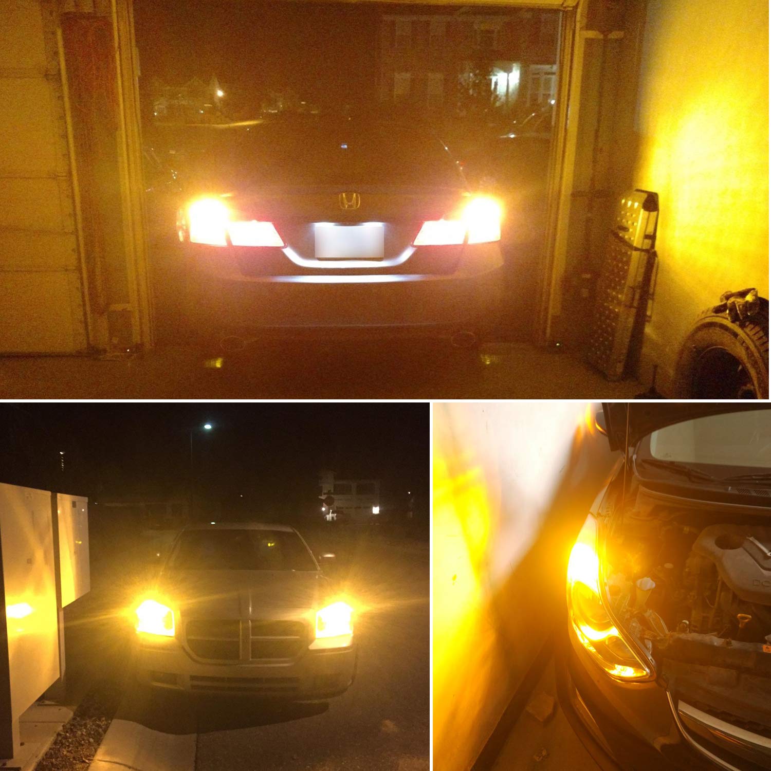 7443 LED Bulbs - Super Bright 24-SMD 9-30V Non-Polarity 7440 7441 7444 T20 992 W21W LED Bulbs with Projector - Amber Yellow Turn Signal & Side Marker Lights - Pack of 2 - Perfect for Cars, Trucks, SUVs & Motorcycles