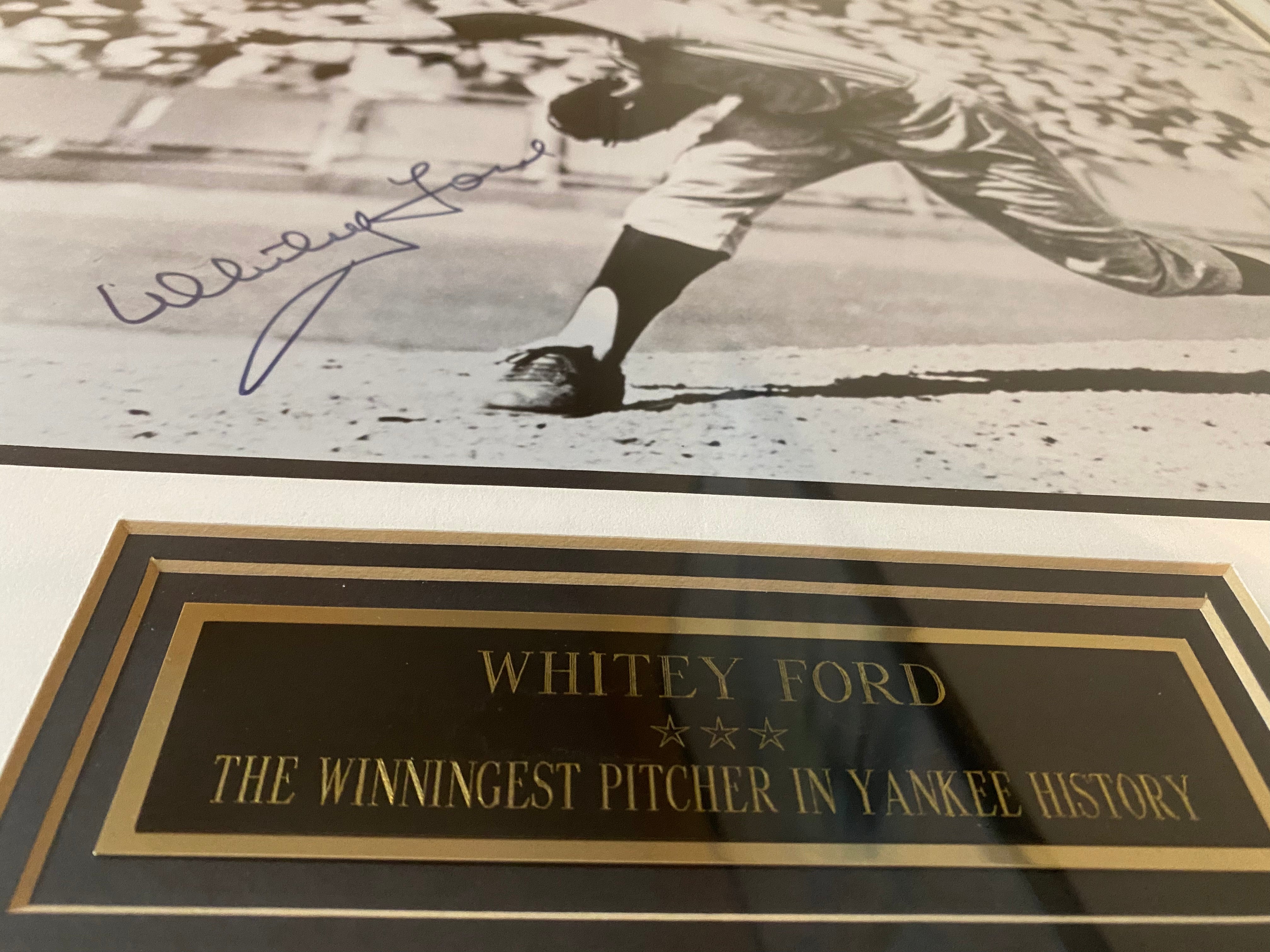 Authentic New York Yankees HOF Whitey Ford Autographed Framed Photo with ProCo COA #D2698 - Perfect for Sports Memorabilia Collectors & Yankees Fans Display