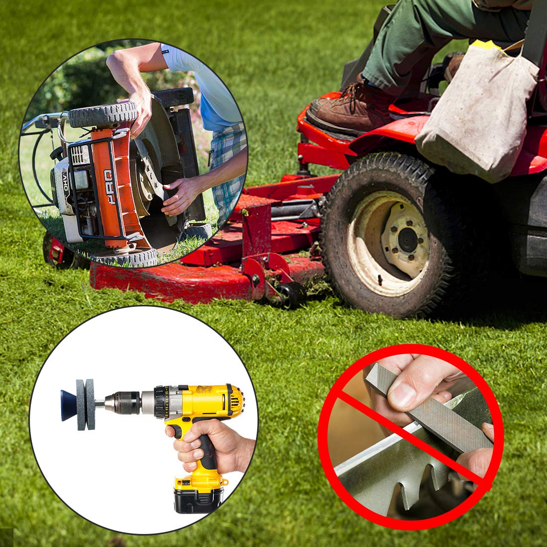 Universal Wear-Resistant Lawn Mower Blade Sharpener - High-Quality Double Layer Corundum Grinding Stone for Power Drills & Hand Drills - Durable Gray Sharpening Tool for Garden Maintenance & DIY Projects