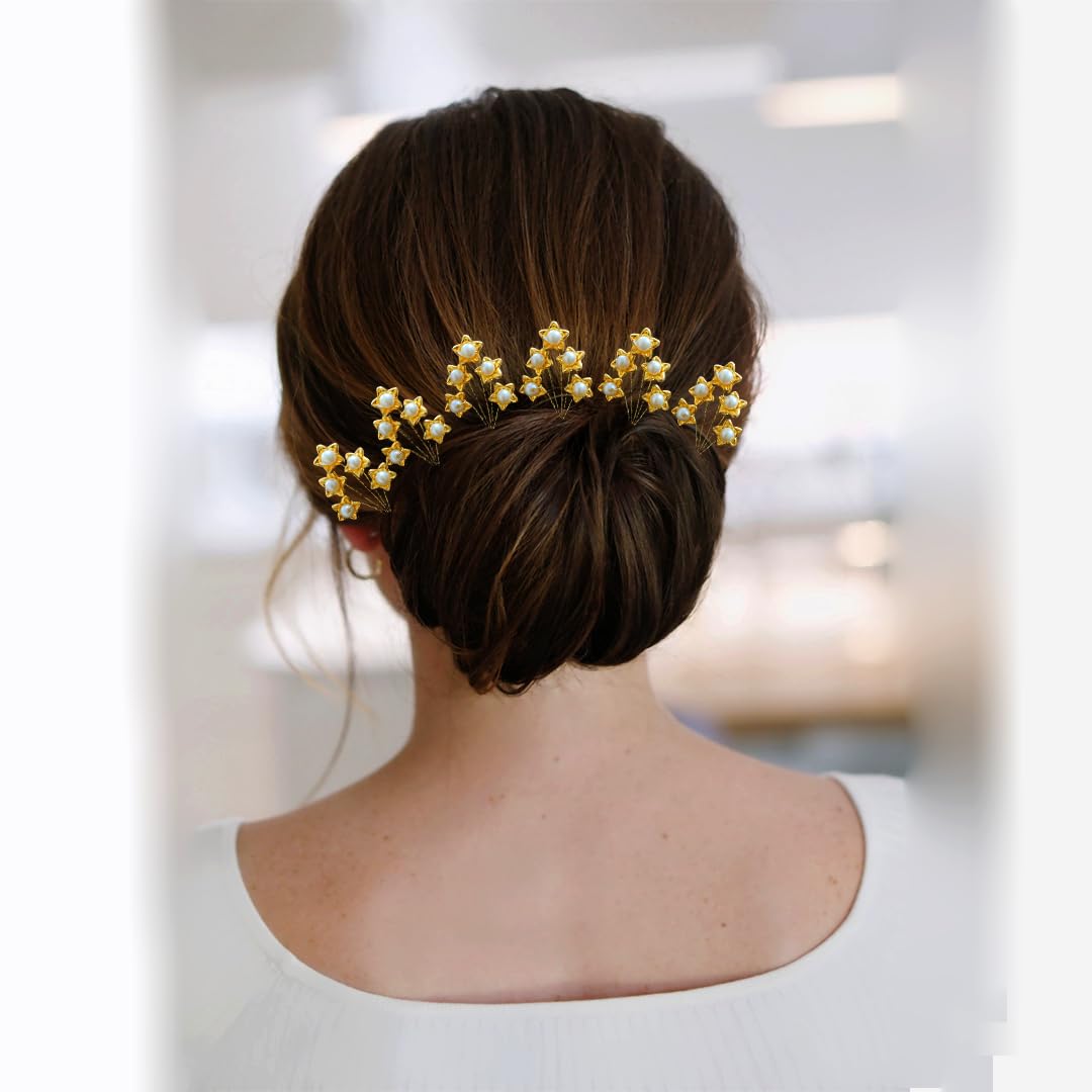 Golden Floral Hair Clips Set of 8 - Elegant Metal Leaf & Flower Hairpins for Women & Girls | Perfect for Weddings, Parties & Everyday Styling