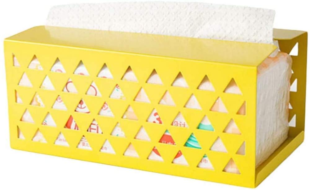 Premium Iron Tissue Box Holder - Stylish Countertop Napkin & Paper Towel Dispenser for Kitchen, Bathroom, Office (20.5x10.5x9cm, Yellow) - Perfect for Home Decor & Gift Giving