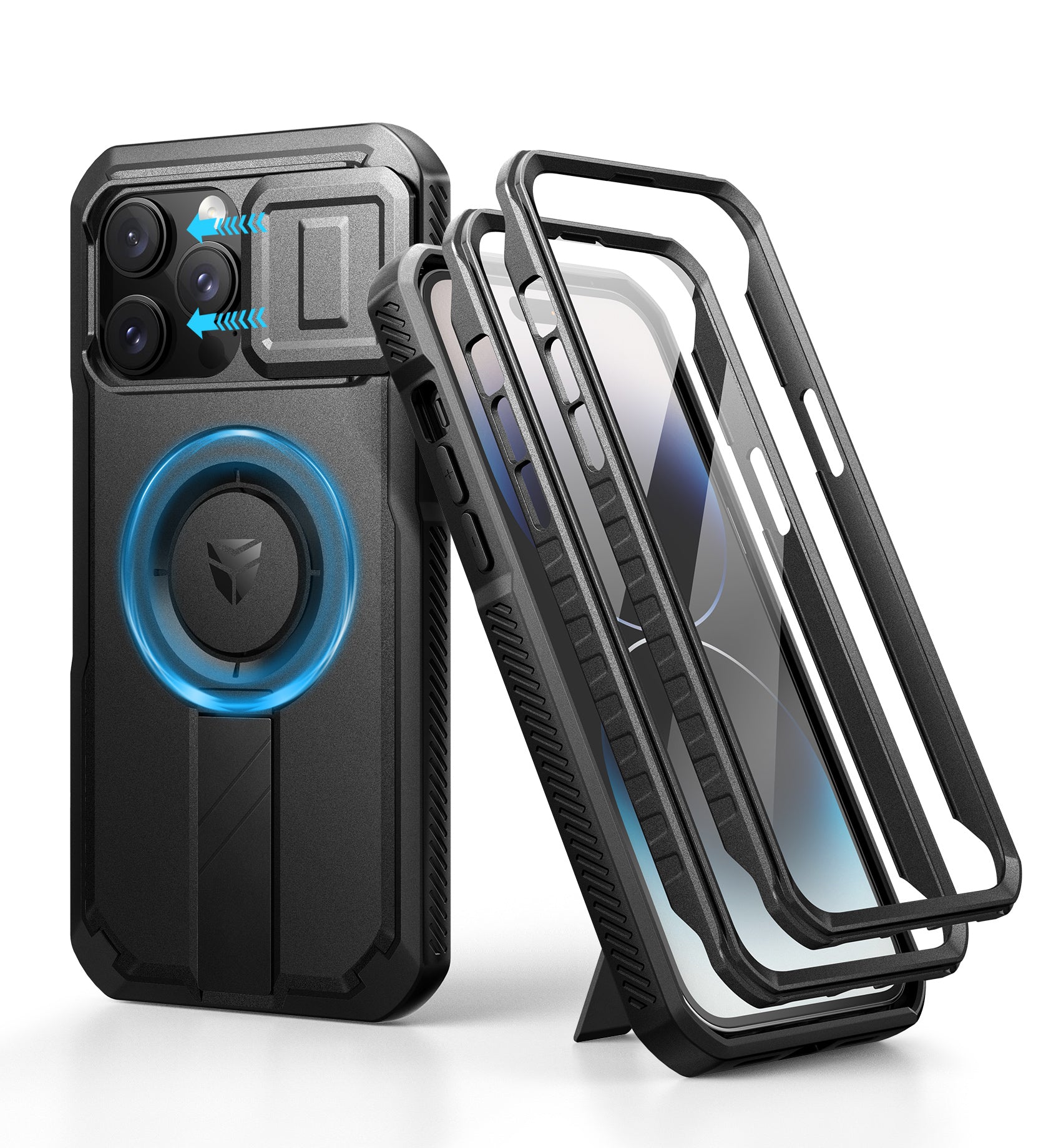 Durable iPhone 14 Pro Max Case with Built-In Screen Protector & Slide Camera Cover | 360° Magsafe Compatible Shockproof Rugged Bumper Cover | Perfect for Outdoor Activities, Travel & Daily Protection