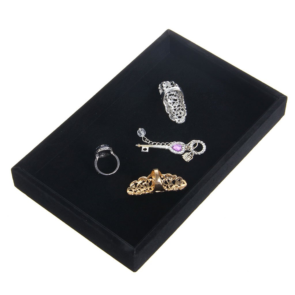 Youngy Stackable Velvet Jewelry Trays - Black Jewelry Organizer with Inserts for Rings, Earrings & Necklaces | Perfect for Dresser, Vanity & Travel Jewelry Storage