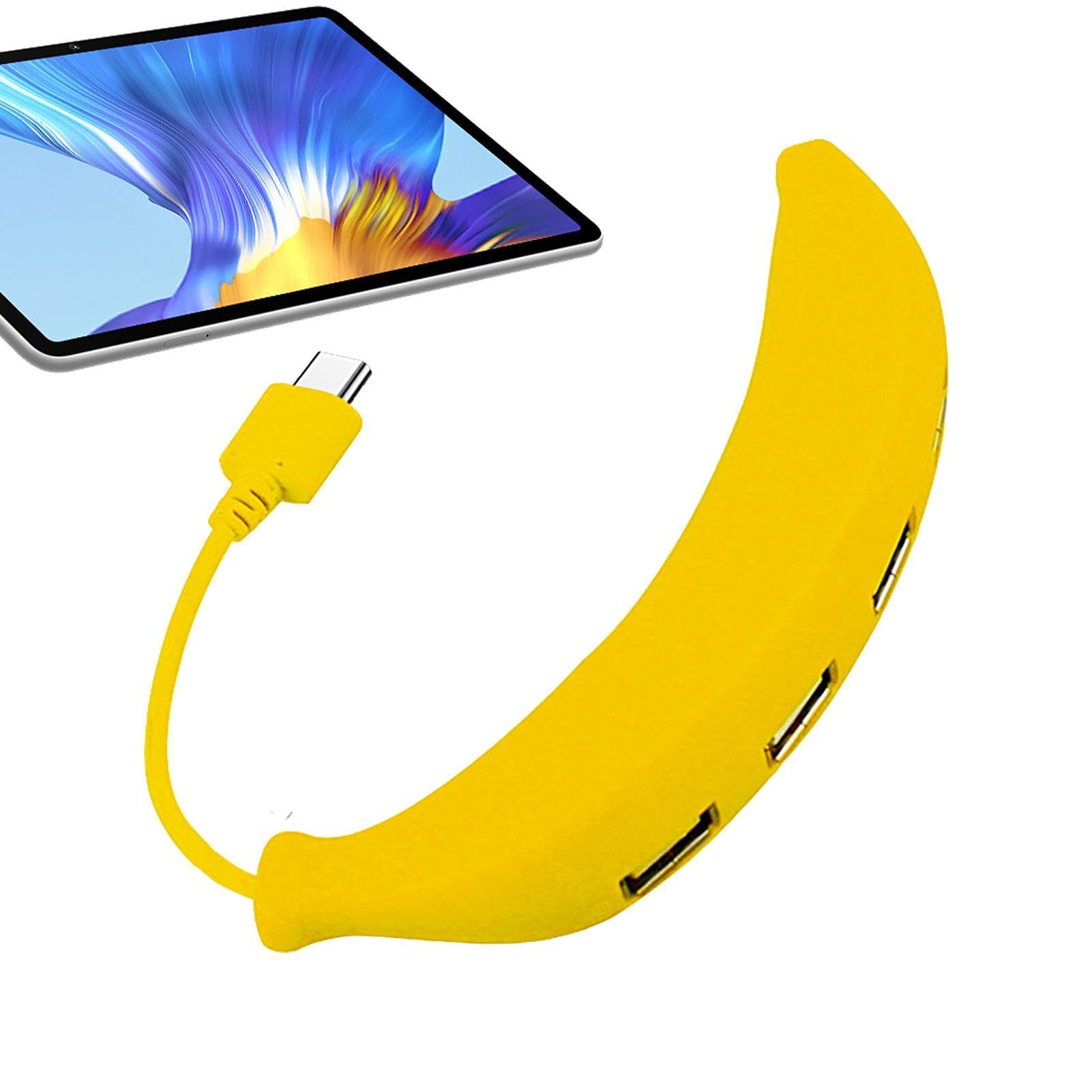 4-Port USB 2.0 Hub Splitter - Ultra Slim Banana-Shaped Multi-Port Adapter for PC, Laptop, MacBook | Expand USB Ports for Keyboard, Mouse, Flash Drive & Charging Devices