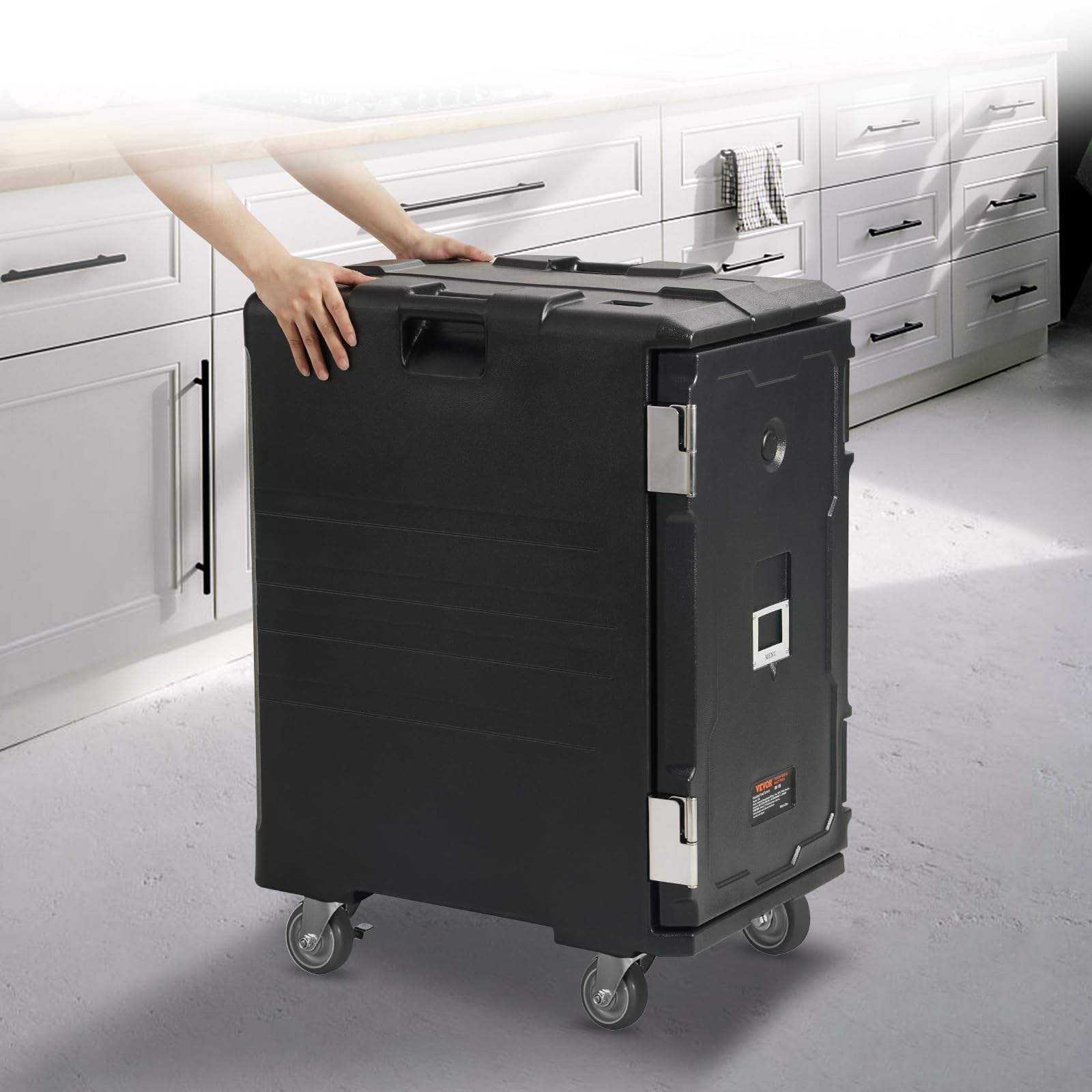 VEVOR Insulated Food Pan Carrier 126 Qt Hot Box - Double Buckle Front Loading Food Warmer with Wheels & Handles for Catering, Restaurants, Canteens | Keep Meals Hot During Transport & Events