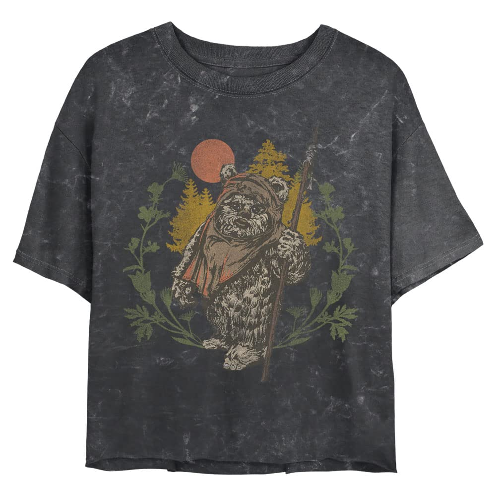 Star Wars Ewok Sunset Women's Vintage Washed Short Sleeve Crop T-Shirt | Soft Cotton Tee for Casual Wear & Star Wars Fan Outfits
