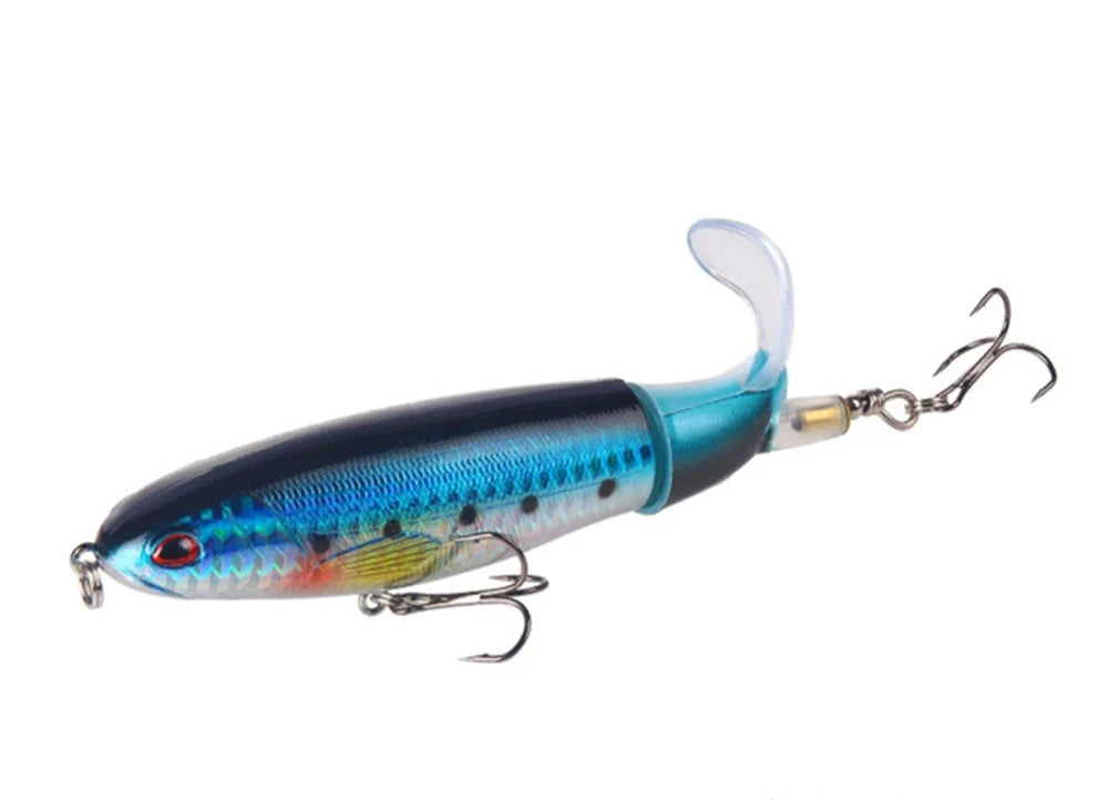Whopper Popper Fishing Lure - Soft Rotating Tail Artificial Bait for Bass, Trout & Pike - Topwater Fishing Lures for Freshwater & Saltwater
