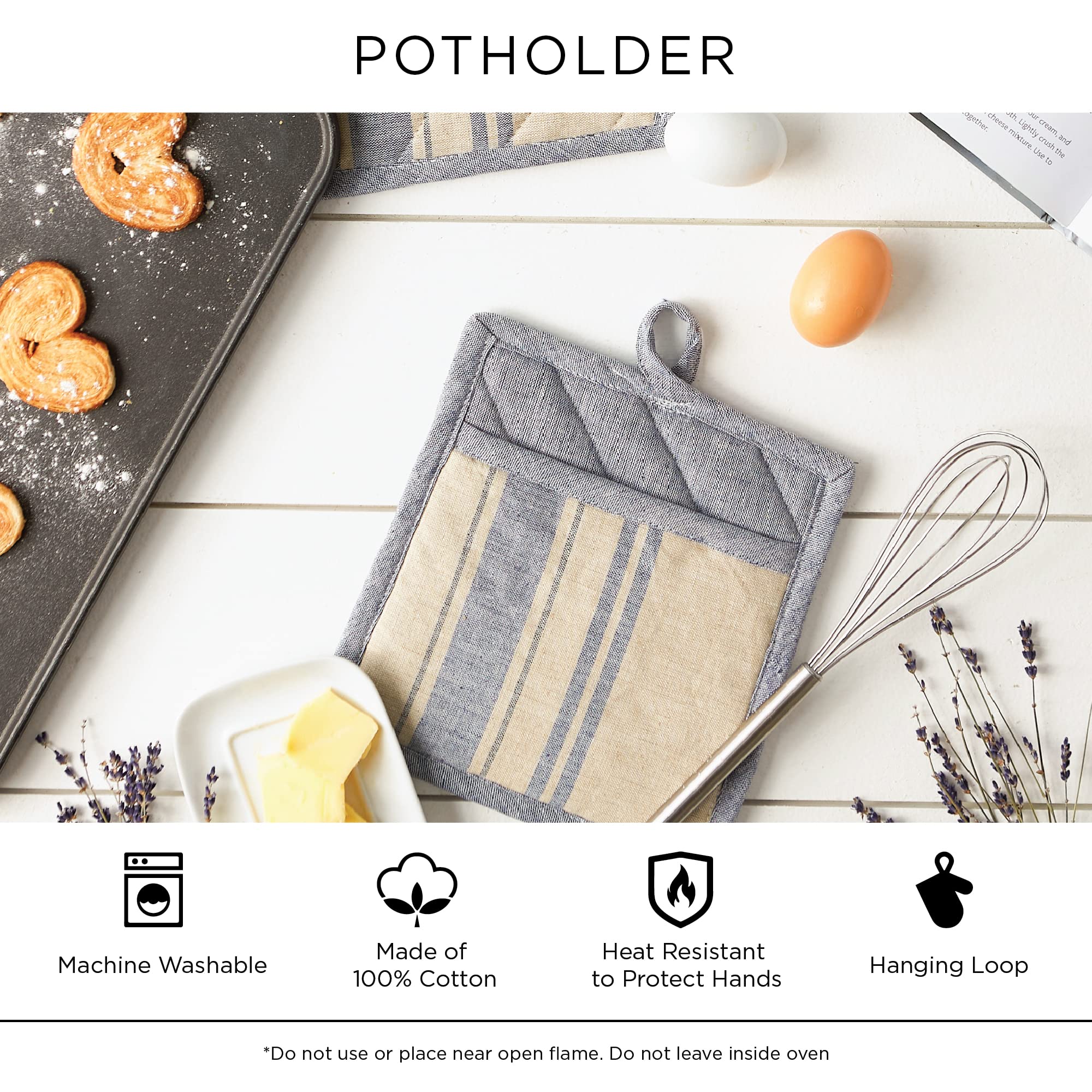 DII Buffalo Check Kitchen Collection - Classic Farmhouse Potholder Set (2-Piece, Black & White) | Perfect for Cooking, Baking & Farmhouse Style Kitchen Decor