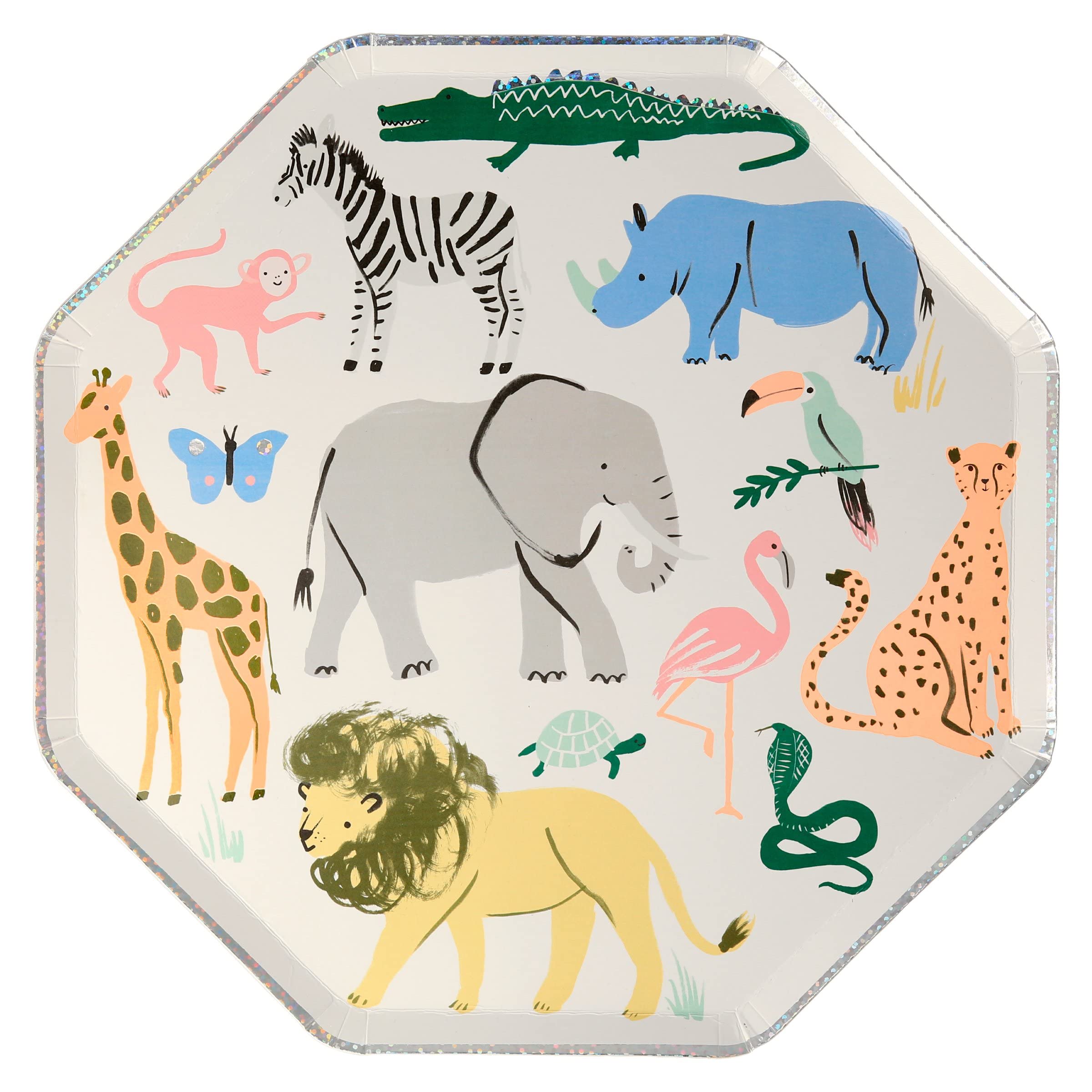 Meri Meri Safari Animals Dinner Plates for Kids - 6 Pack Animal Themed Birthday Party Tableware - Perfect for Jungle Theme Parties, Baby Showers & Kids Celebrations