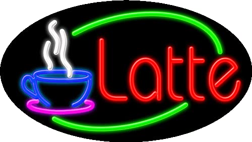 Vintage Latte Glass Neon Sign #14595 - Handcrafted in USA | Perfect for Coffee Shops, Cafes & Home Decor