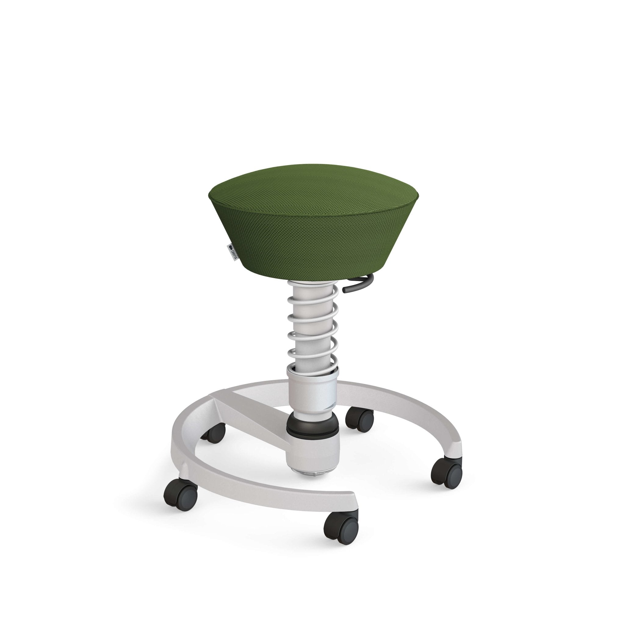 Aeris Swopper Active Sitting Stool with Casters - Light Grey Metallic Finish for Office, Home & Ergonomic Workspace