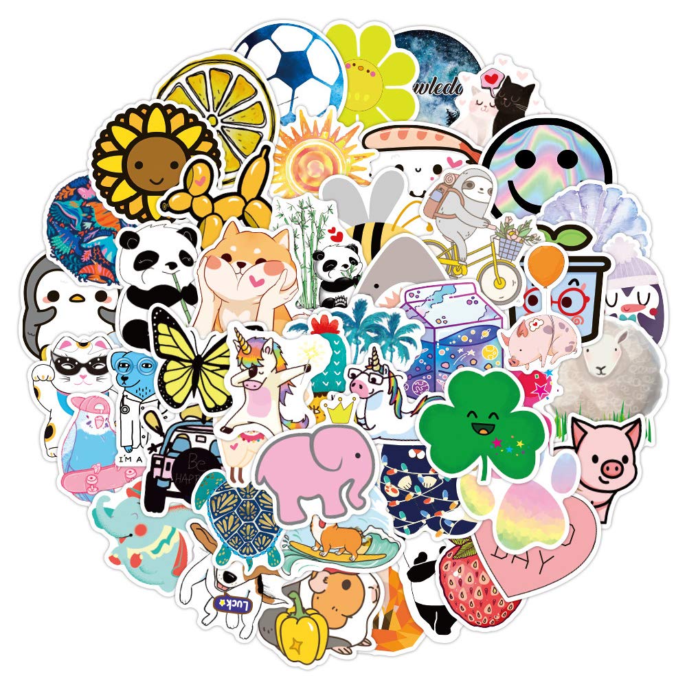 50 Pcs Cute Vinyl Stickers for Kids & Teens - Waterproof Decals for Hydro Flask, Laptop, Water Bottle, Skateboard, Phone - Fun Aesthetic Stickers for School, Office & Travel Use