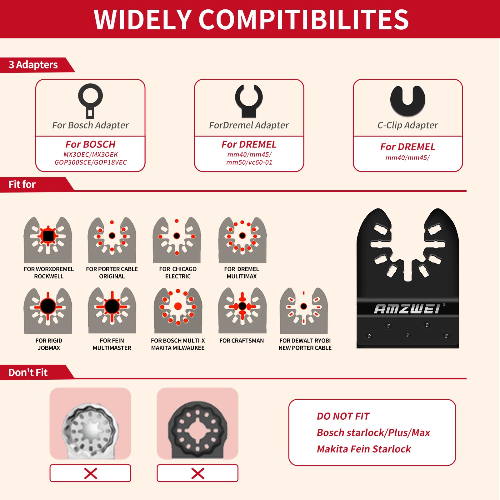 10-Piece Bi-Metal Oscillating Tool Blades Set - 1-3/8