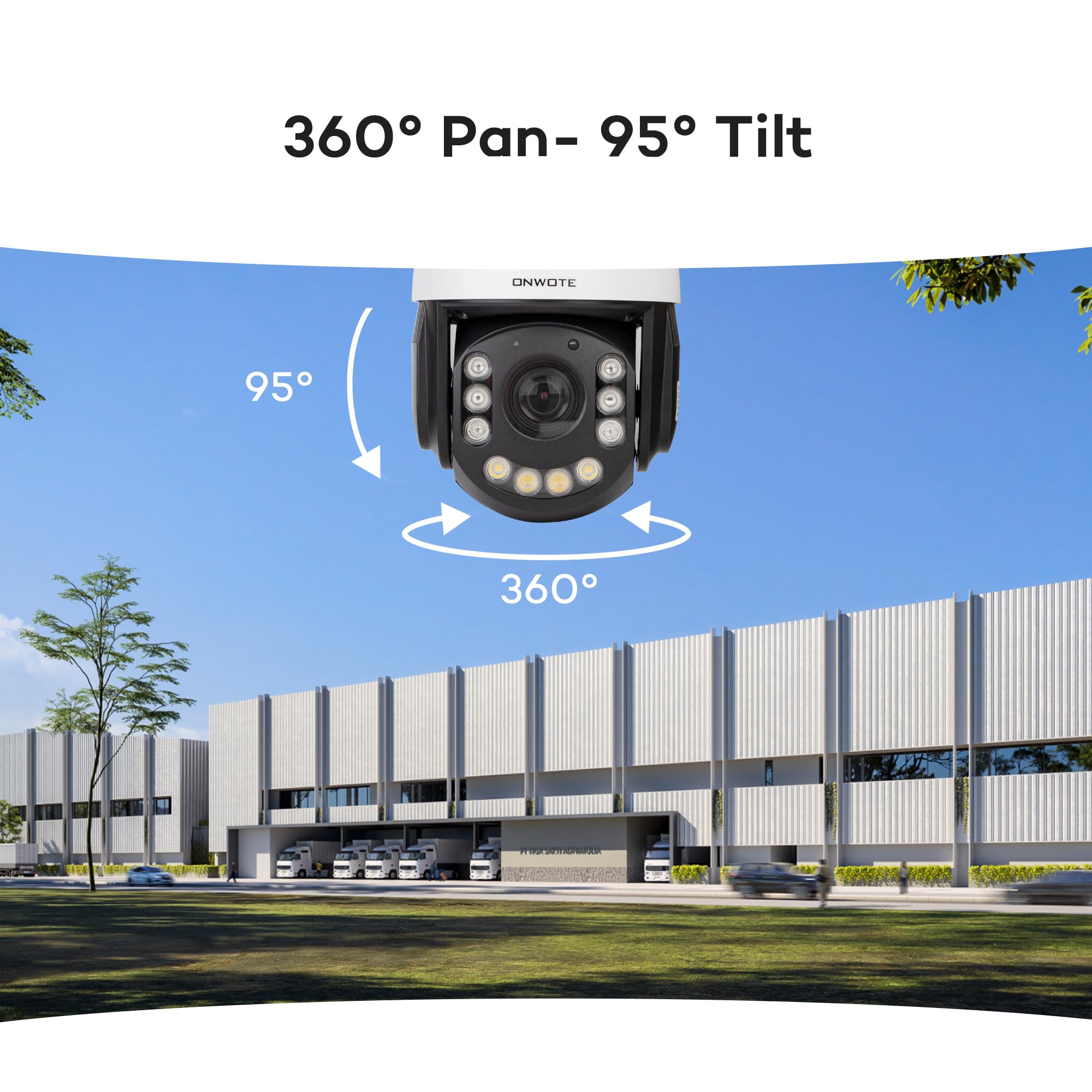 ONWOTE 20X Optical Zoom 4K PTZ PoE IP Security Camera with Auto Cruising & Human Tracking | AI Detection, Color Night Vision, 360° Pan & 95° Tilt | Two-Way Audio, 262-328ft IR Range | Outdoor Commercial Surveillance for Parking Lots, Warehouses & Retail Stores
