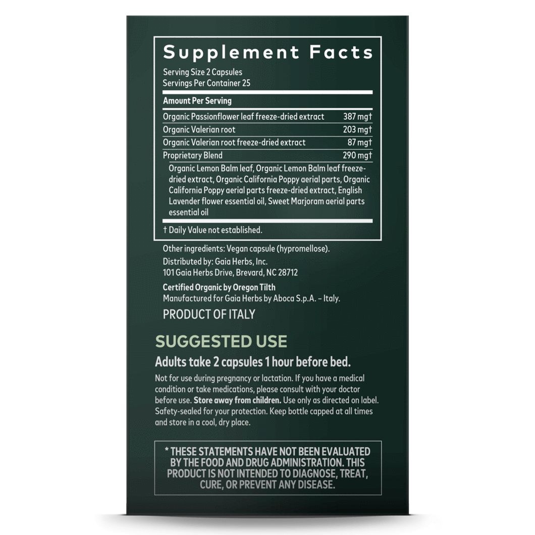 Gaia Herbs Sleep Relax Capsules - 50 Count | Natural Sleep Aid & Stress Relief for Better Rest | Perfect for Nighttime Relaxation & Calm Sleep