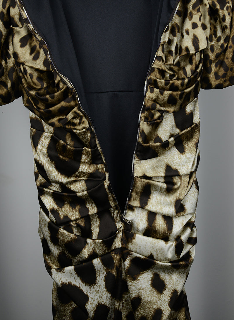 Dolce & Gabbana Animal Print Sheath Dress Size 46 - Elegant Party Wear for Women, Perfect for Cocktail Events & Evening Occasions