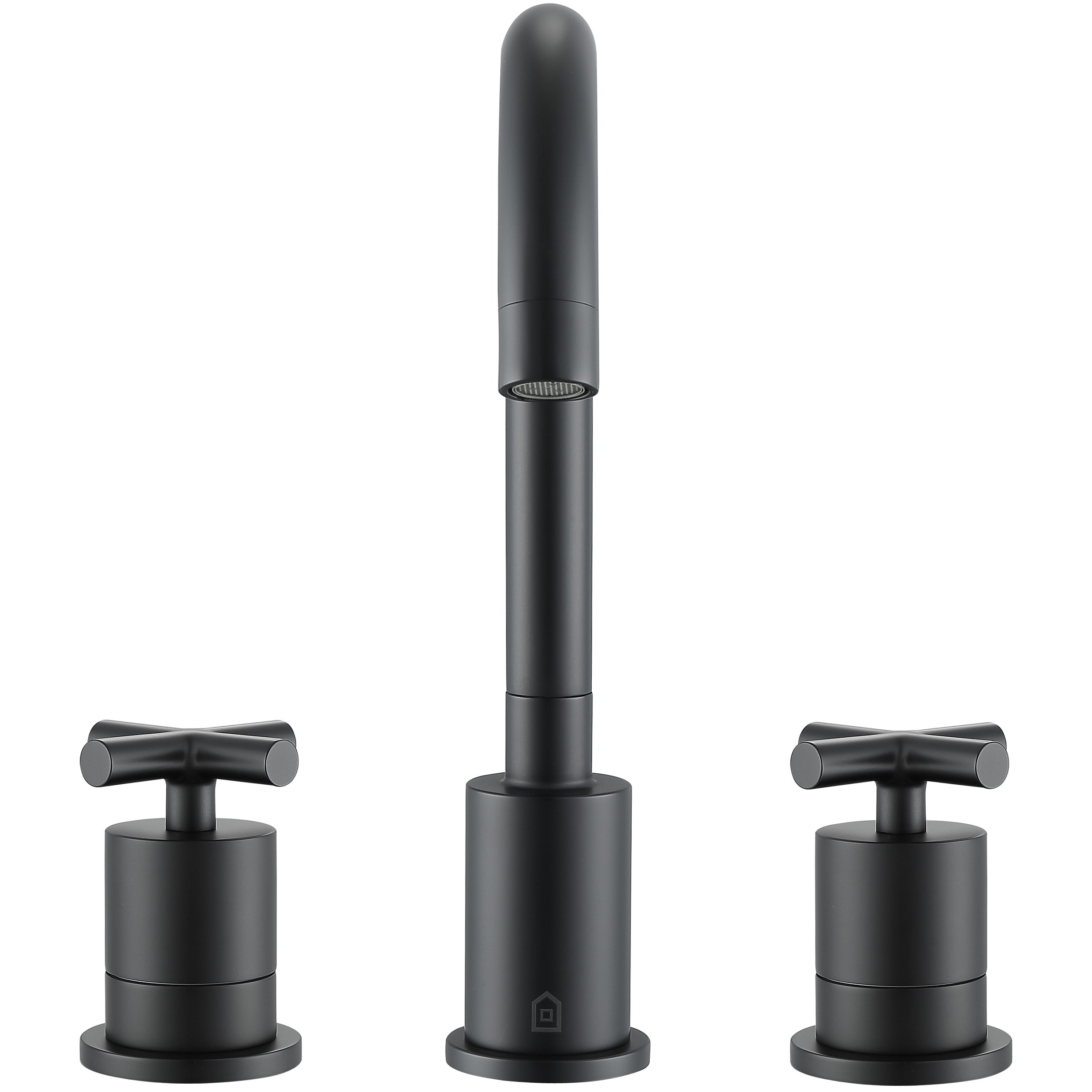 Ancona Ava Series Matte Black Widespread Bathroom Faucet with Cross Handle - Perfect for Modern Vanities and Powder Rooms