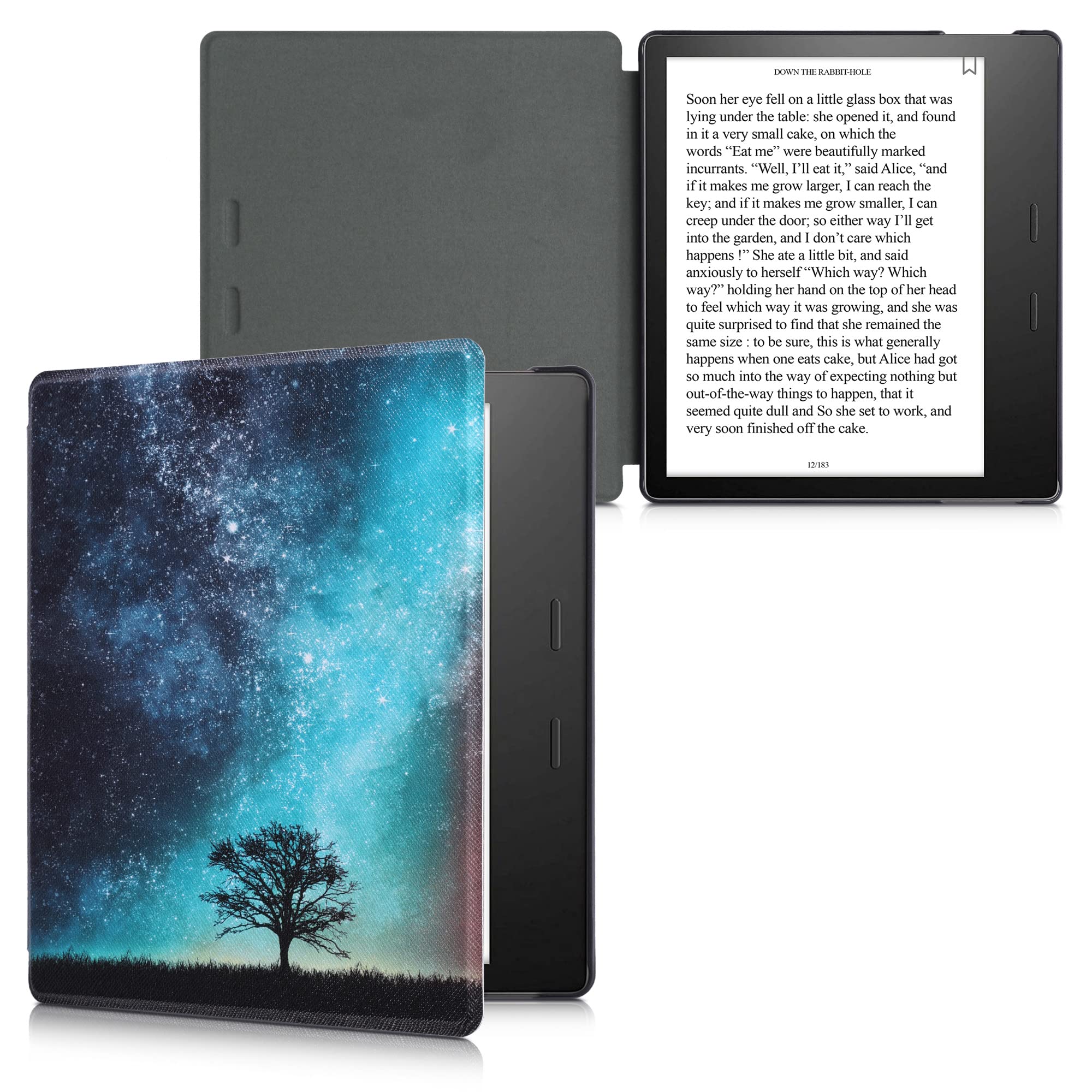Premium Kindle Oasis 10th Gen Case - Slim Protective Cover for Amazon Kindle Oasis 10th Generation (2019 Release) - Cosmic Nature Blue/Grey/Black Design - Perfect for Reading, Travel & Daily Use
