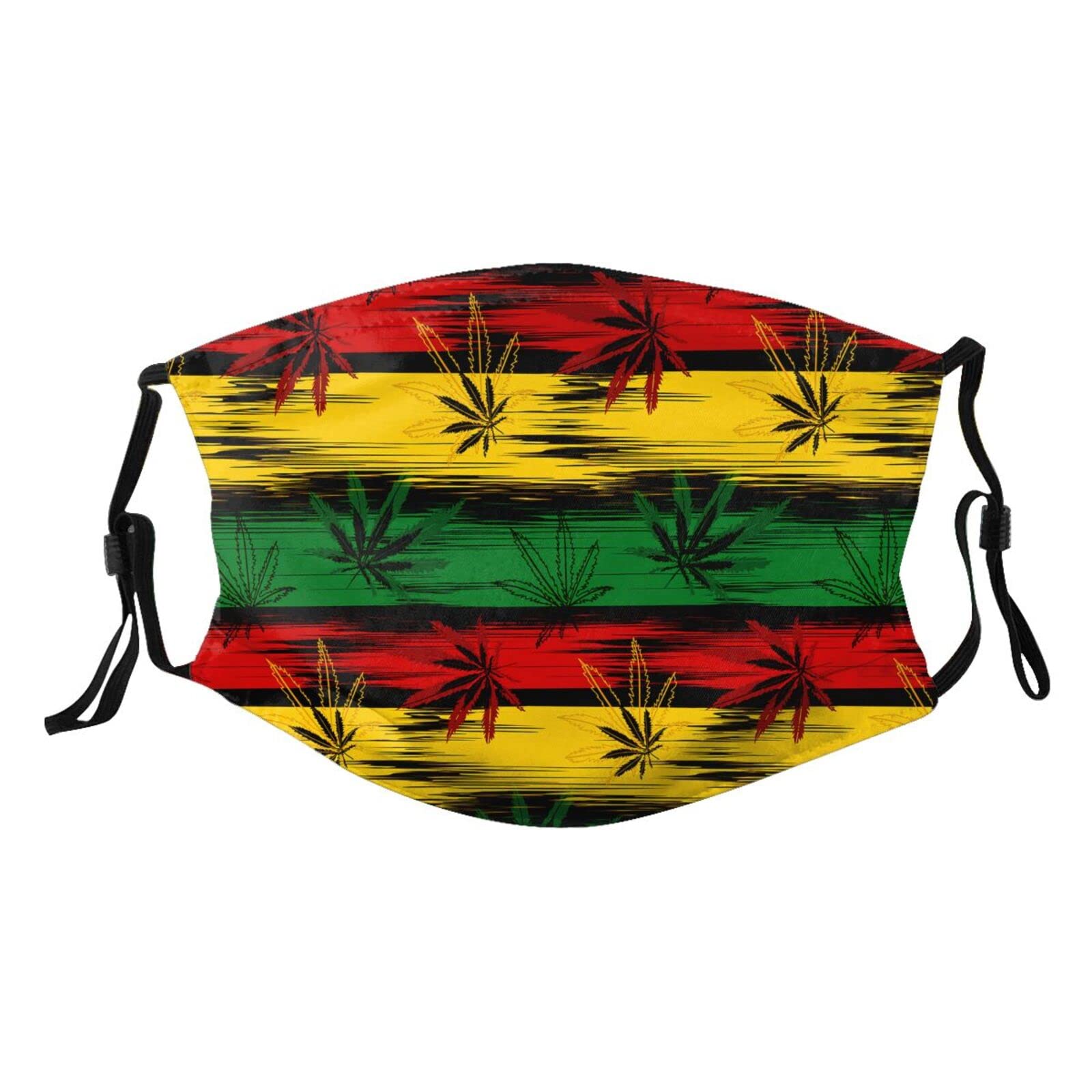 Jamaican Flag Color Reusable Cloth Face Mask for Women & Men - Breathable Cotton Mouth Cover for Adults & Teens - Perfect for Travel, Work, and Daily Protection