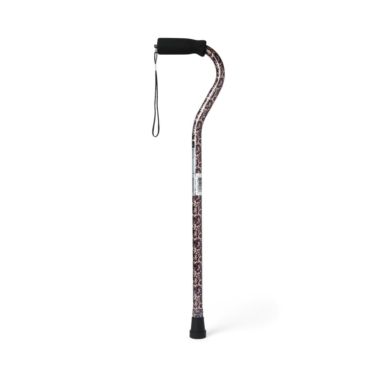 Premium Aluminum Walking Cane with Ergonomic Offset Handle - Stylish Black Paisley Design for Seniors & Mobility Support - Perfect for Daily Use, Travel, and Fashion Accessory