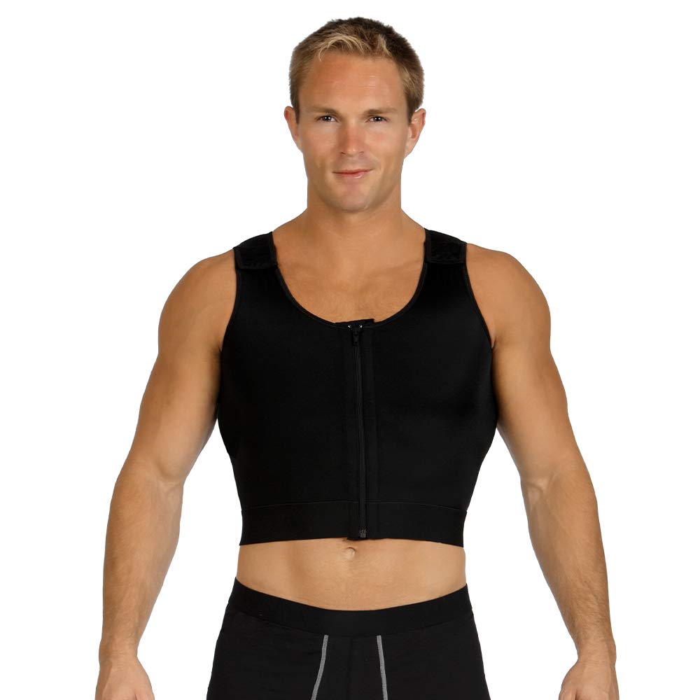 Men's Compression Chest Control Vest with Zip & Velcro Shoulder Straps - Post-Surgery Support, Injury Recovery & Workout Stability - Ideal for Post-Op Care, Physical Therapy & Athletic Training