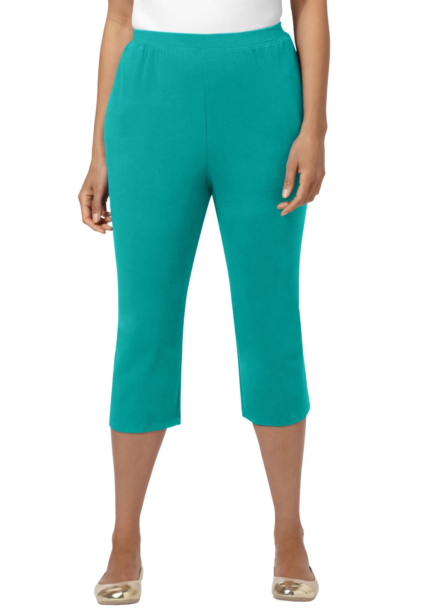 Catherine's Women's Plus Size Tall Suprema Capri Pants with Pockets - Comfortable Stretch Workout & Lounge Pants for Curvy Women