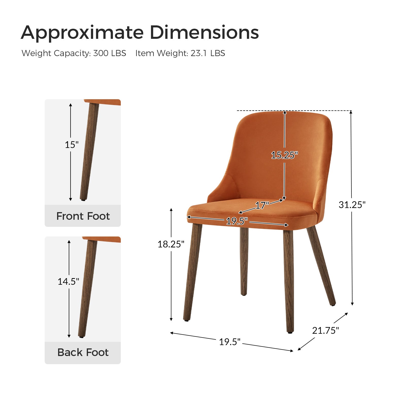 Andrea Modern Dining Chairs Set of 2 - Ergonomic Comfortable Kitchen Chairs for Home, Restaurant & Office - Versatile Design for Small Spaces & Contemporary Decor