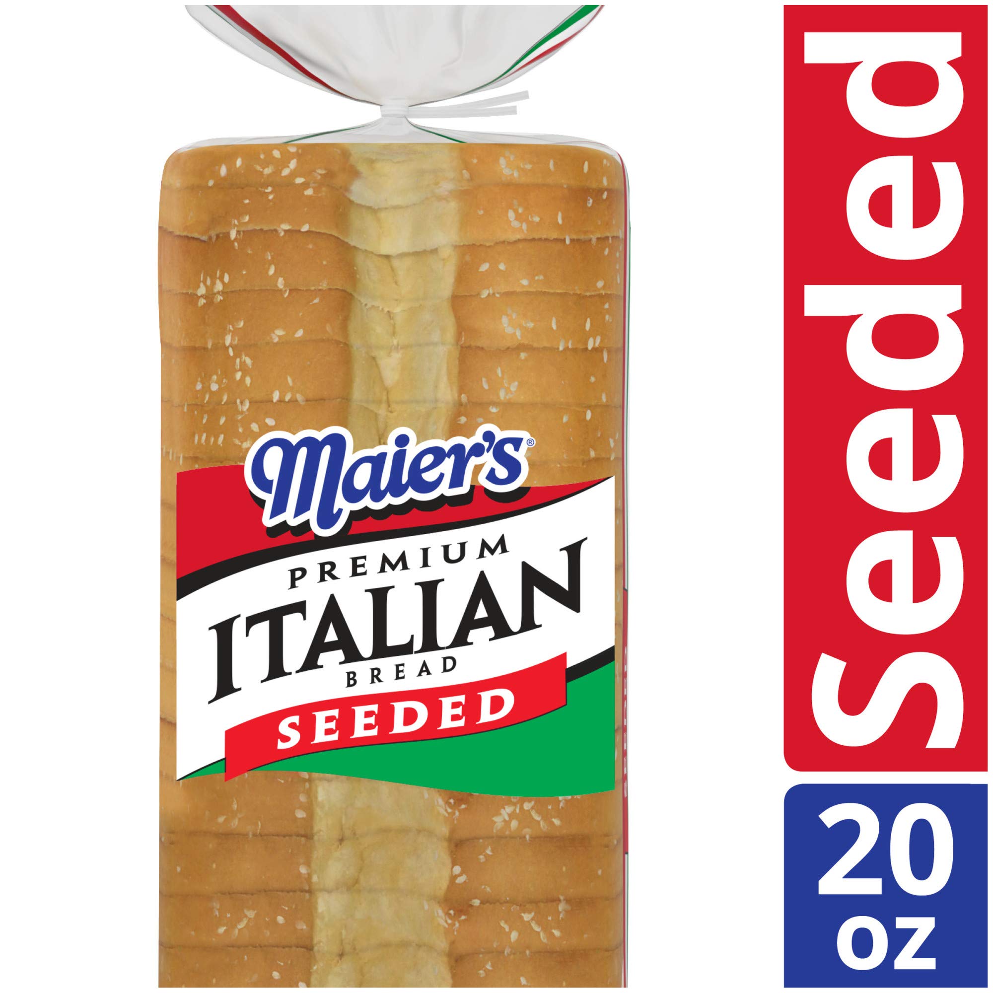 Maier's Premium Italian Seeded Bread - 20 oz Bag | Authentic White Italian Loaf for Sandwiches, Paninis & Family Dinners | Fresh Baked Artisan Bread