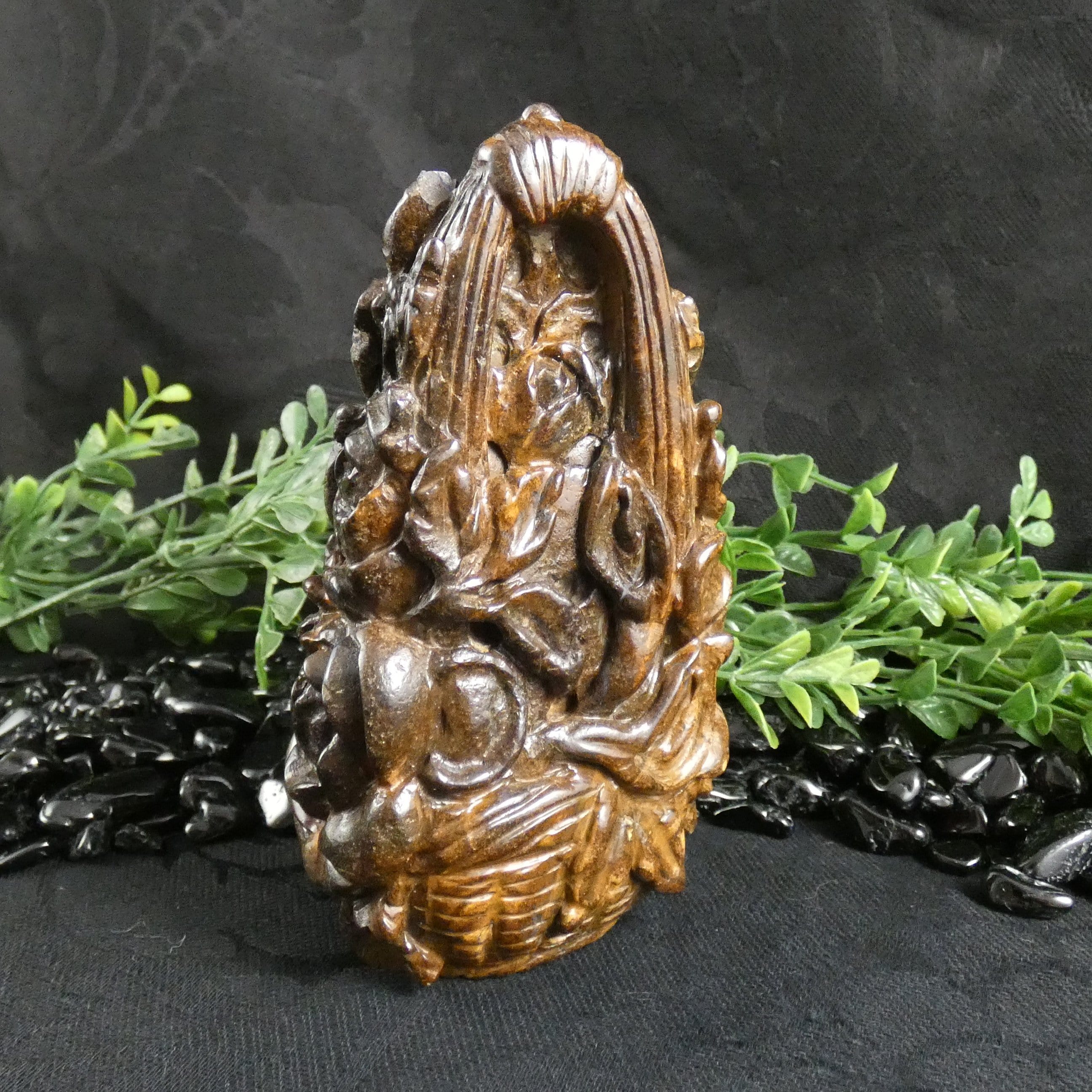 Natural Boulder Opal Bird & Flower Basket Carving - Handcrafted Gemstone Art for Home Decor & Gift Giving | Perfect for Display, Collection & Spiritual Healing