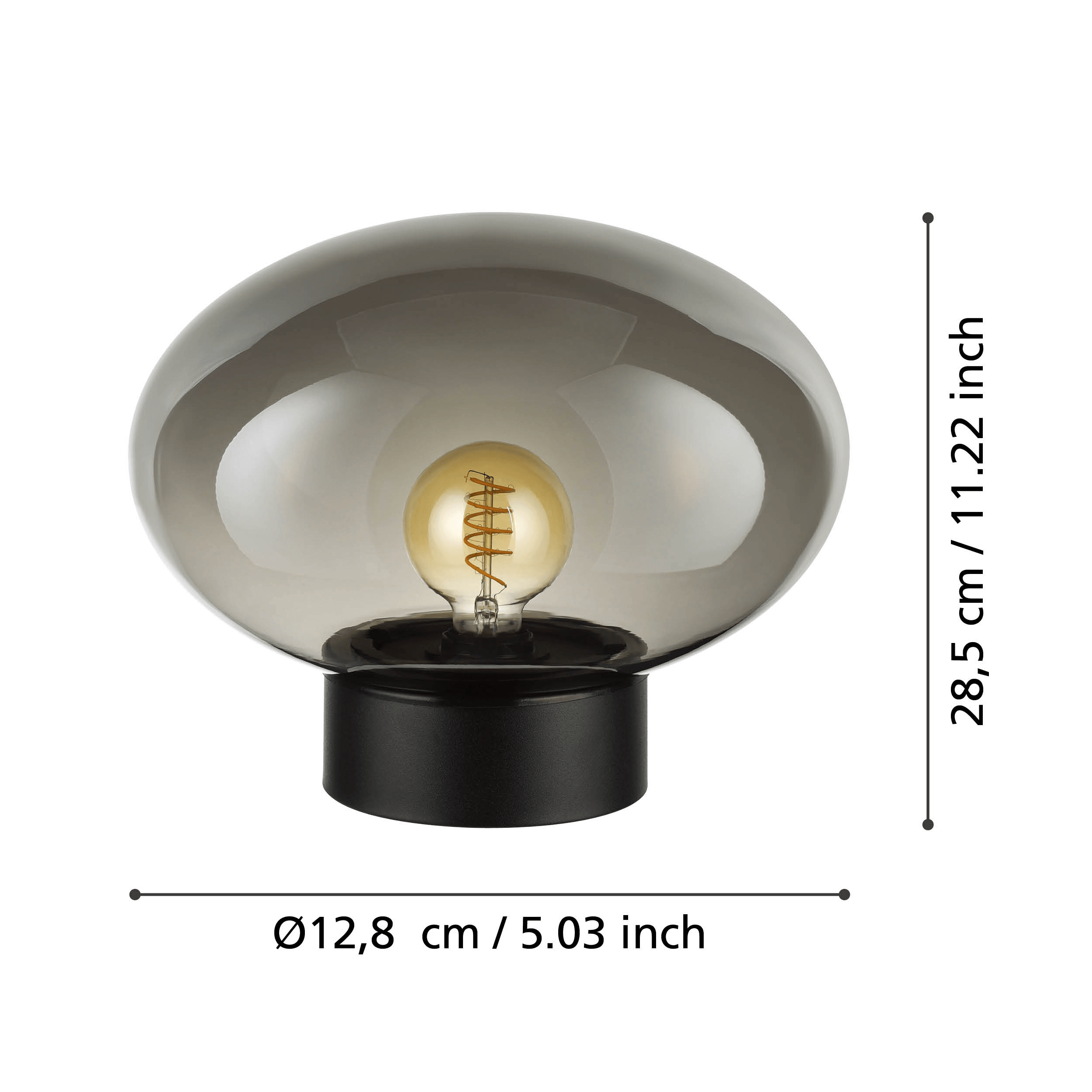 Eglo Madonnina Grey Vaporized Glass Globe Table Lamp - Modern Bedside & Living Room Lighting for Home Decor