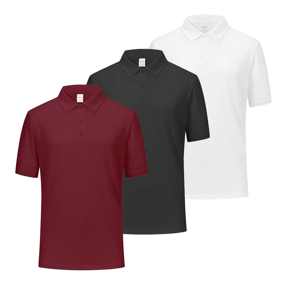 3 Pack Moisture-Wicking Performance Short Sleeve Golf Shirts for Men - Breathable Quick-Dry Athletic Polo Tops - Perfect for Golf, Tennis & Casual Wear